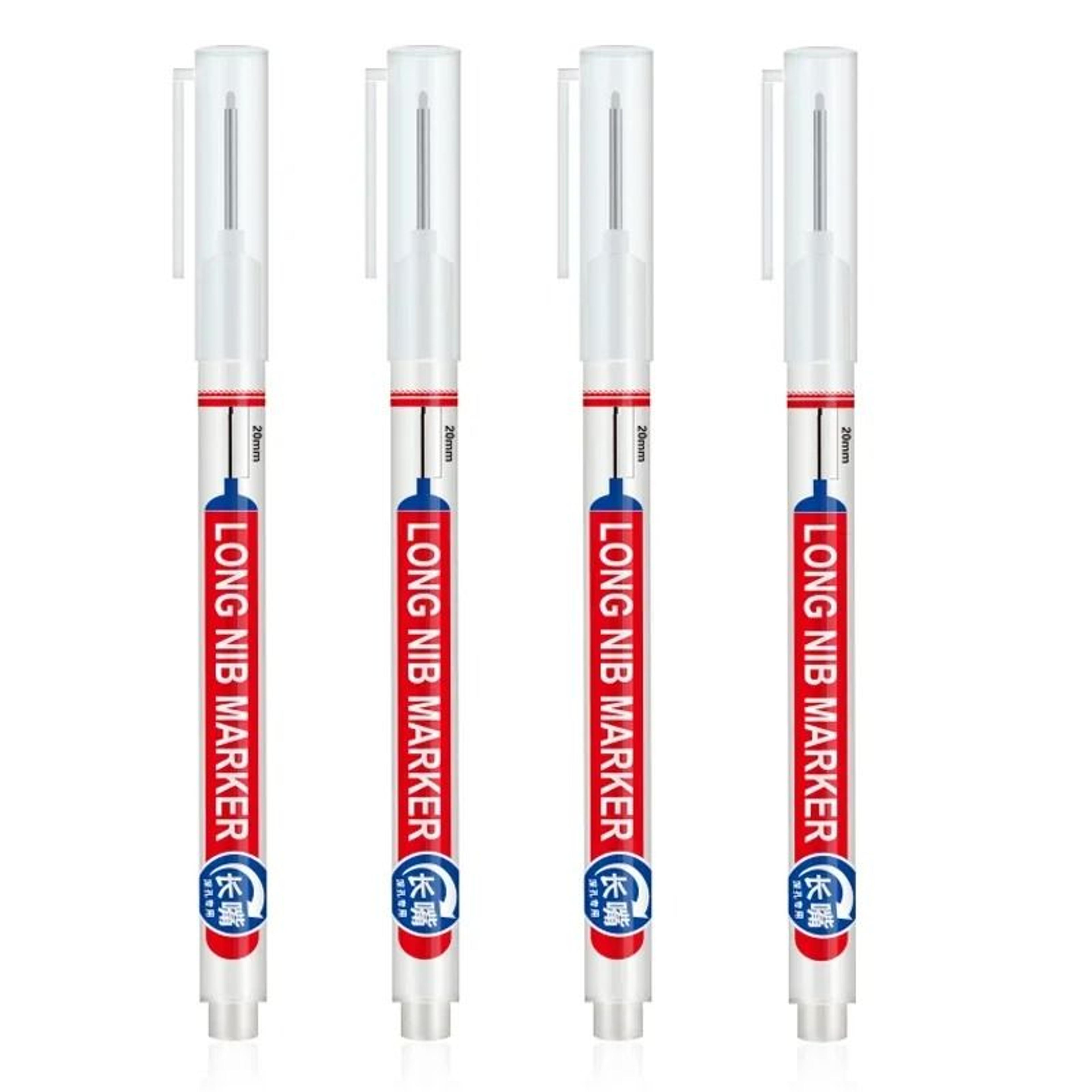 Deep Hole Long Nib Marking Pens For Metal Wood And Multi Surface DIY Use 4 Pack Waterproof Fine Tip 5