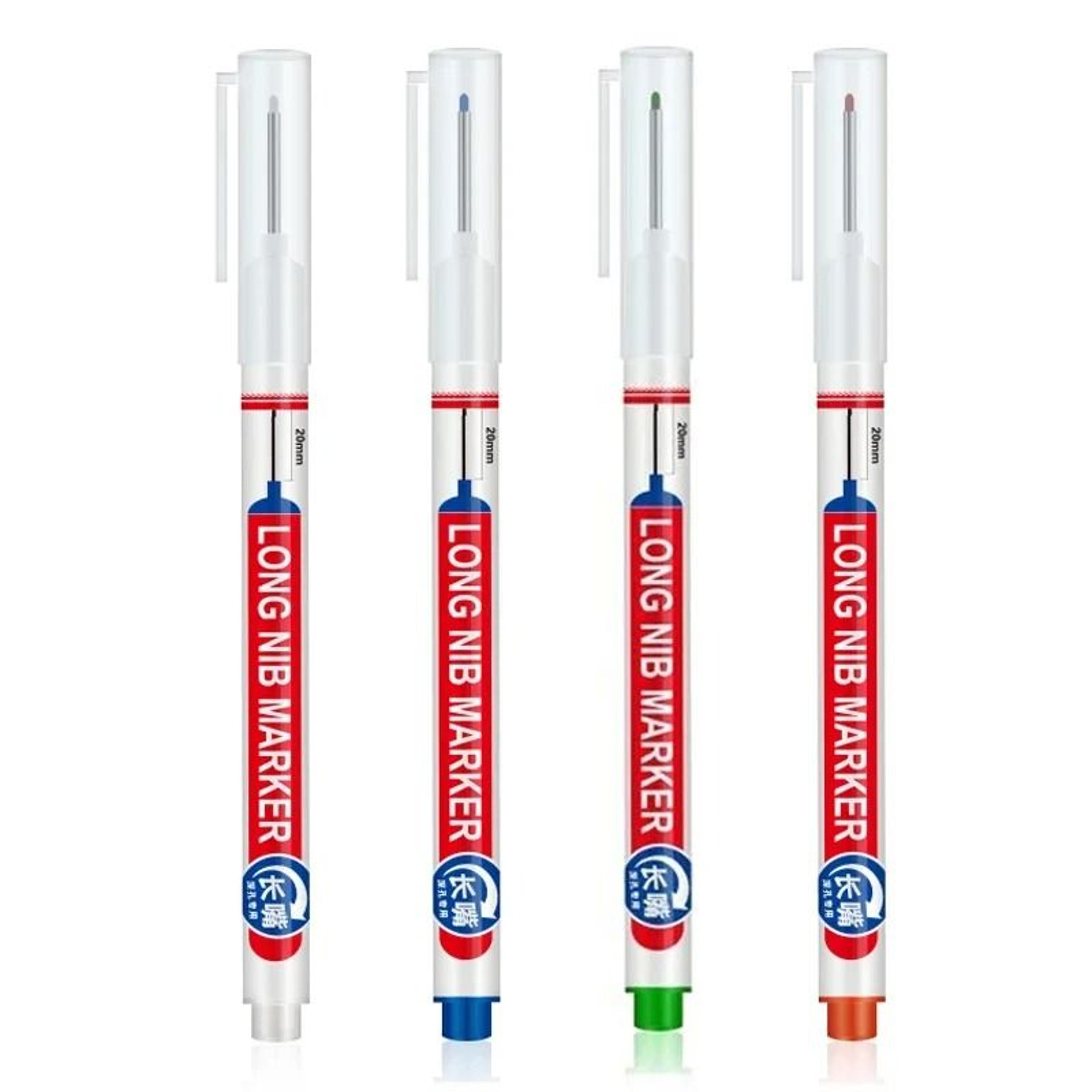 Deep Hole Long Nib Marking Pens For Metal Wood And Multi Surface DIY Use 4 Pack Waterproof Fine Tip 12