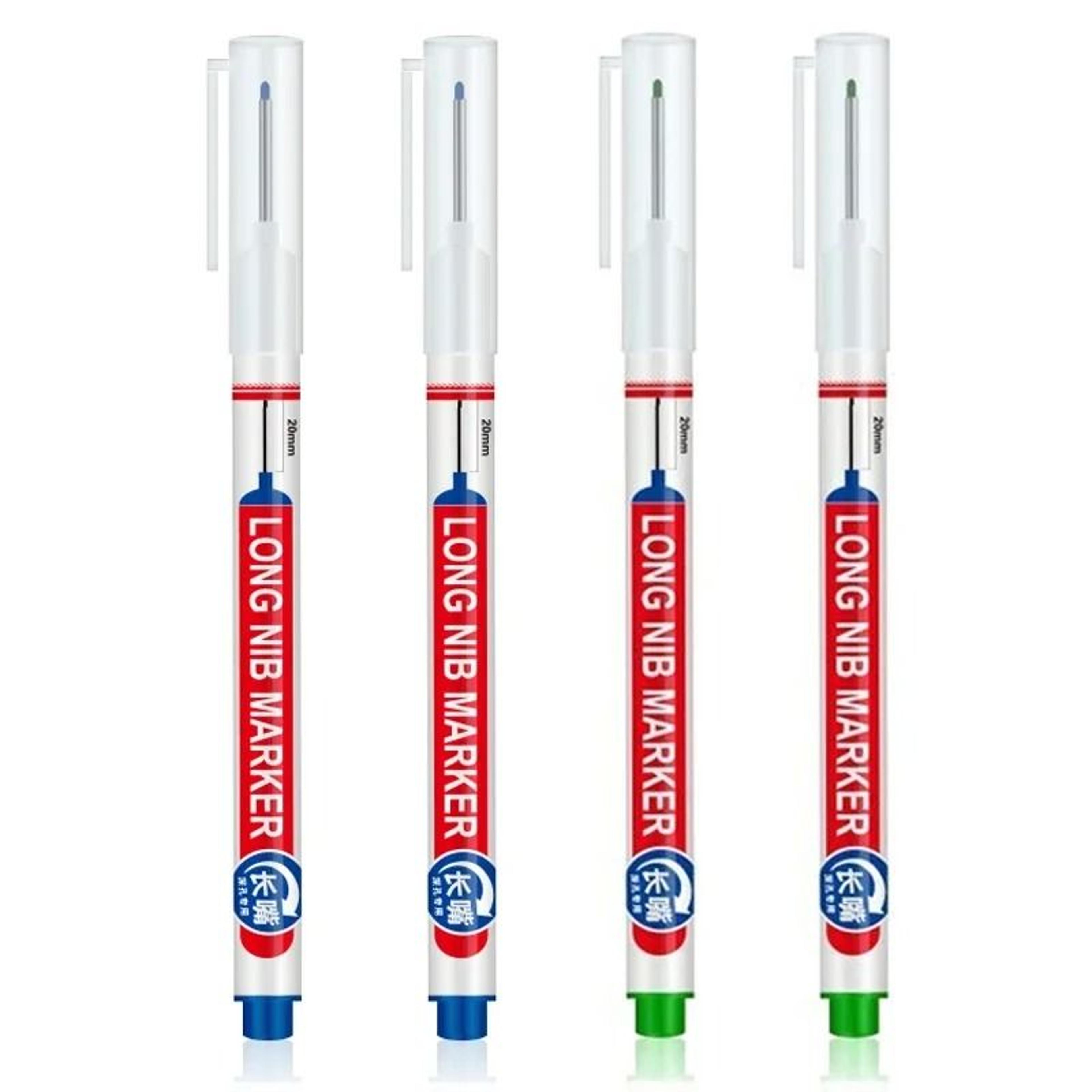 Deep Hole Long Nib Marking Pens For Metal Wood And Multi Surface DIY Use 4 Pack Waterproof Fine Tip 22