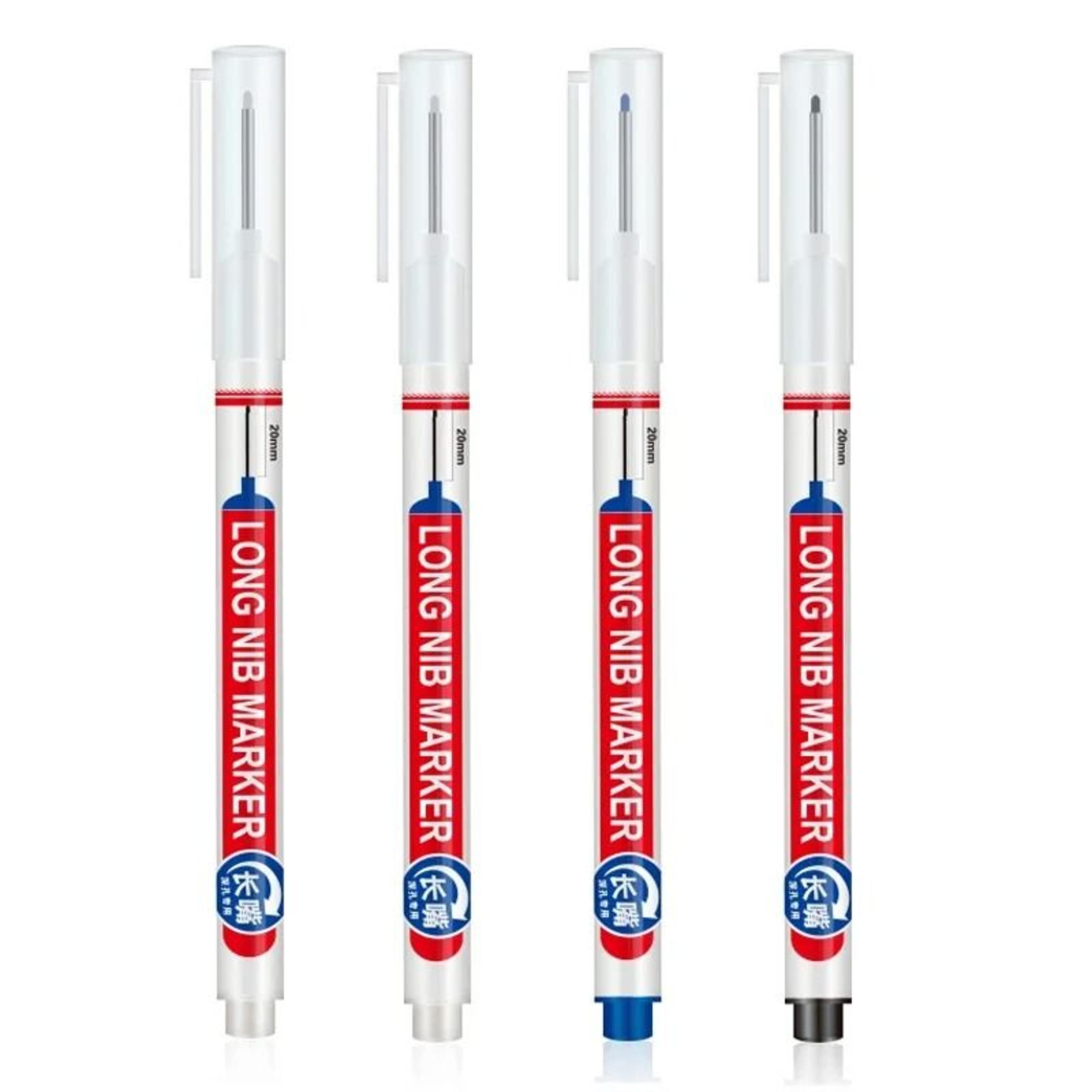 Deep Hole Long Nib Marking Pens For Metal Wood And Multi Surface DIY Use 4 Pack Waterproof Fine Tip 24