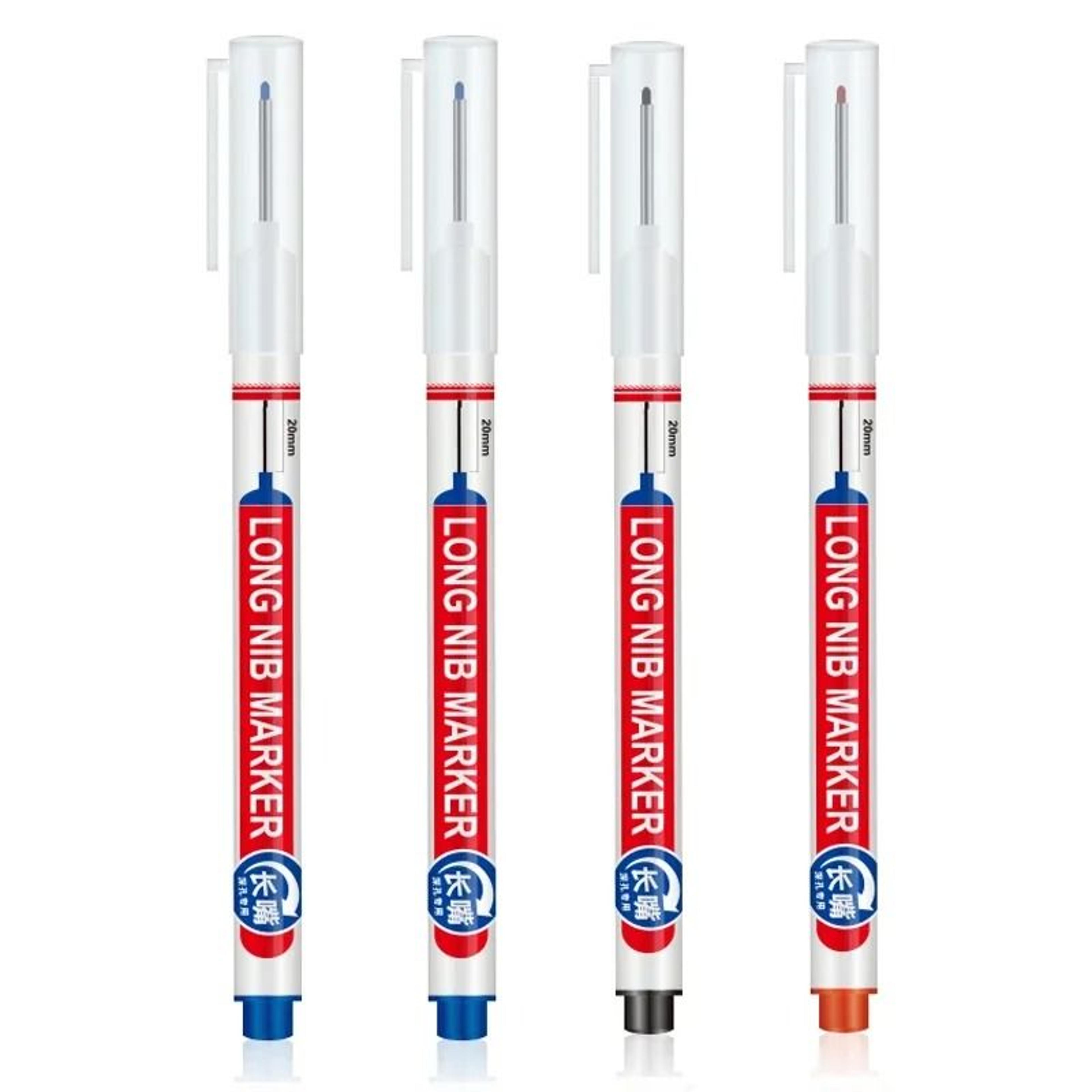 Deep Hole Long Nib Marking Pens For Metal Wood And Multi Surface DIY Use 4 Pack Waterproof Fine Tip 27