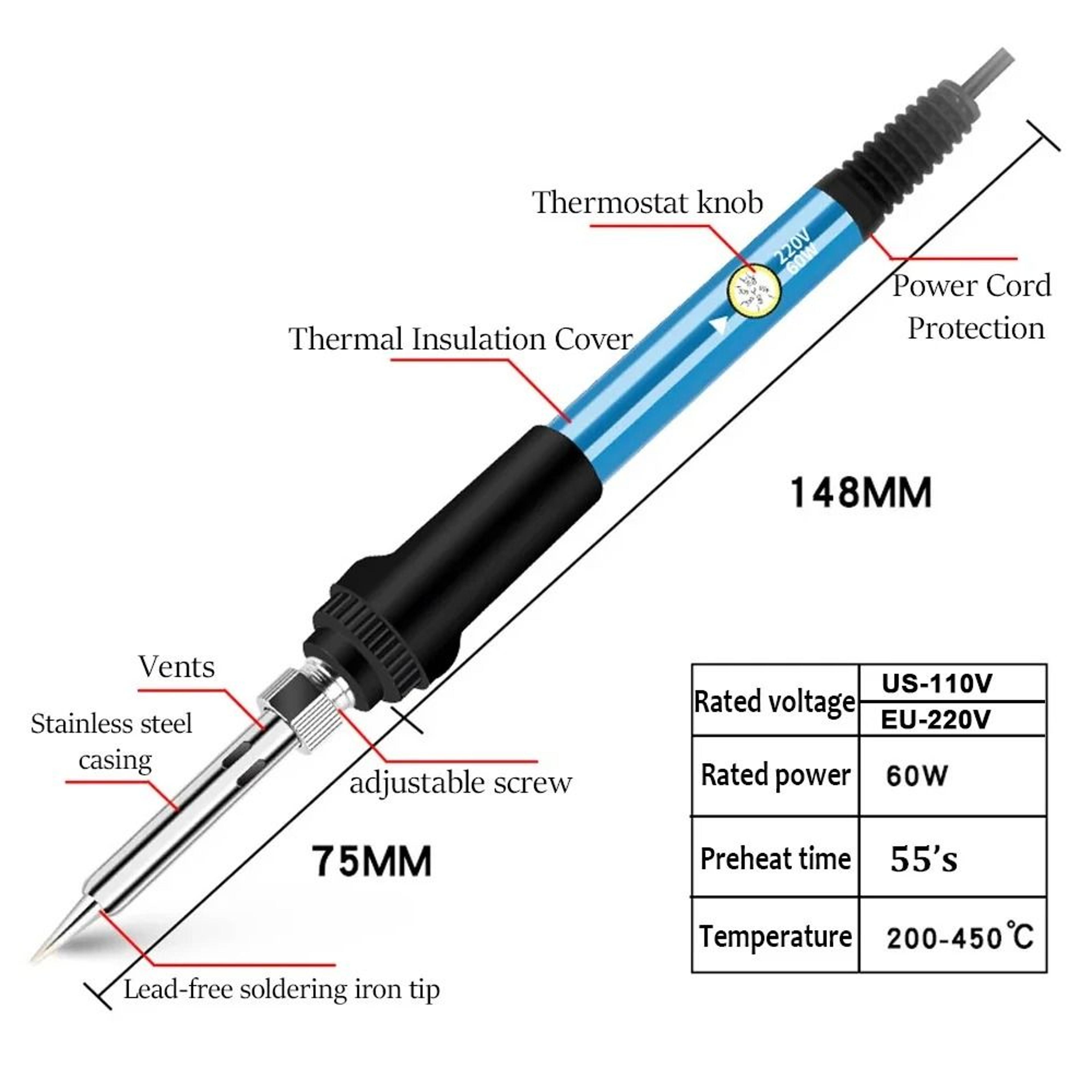 Adjustable Temperature 60W Electric Soldering Iron 4