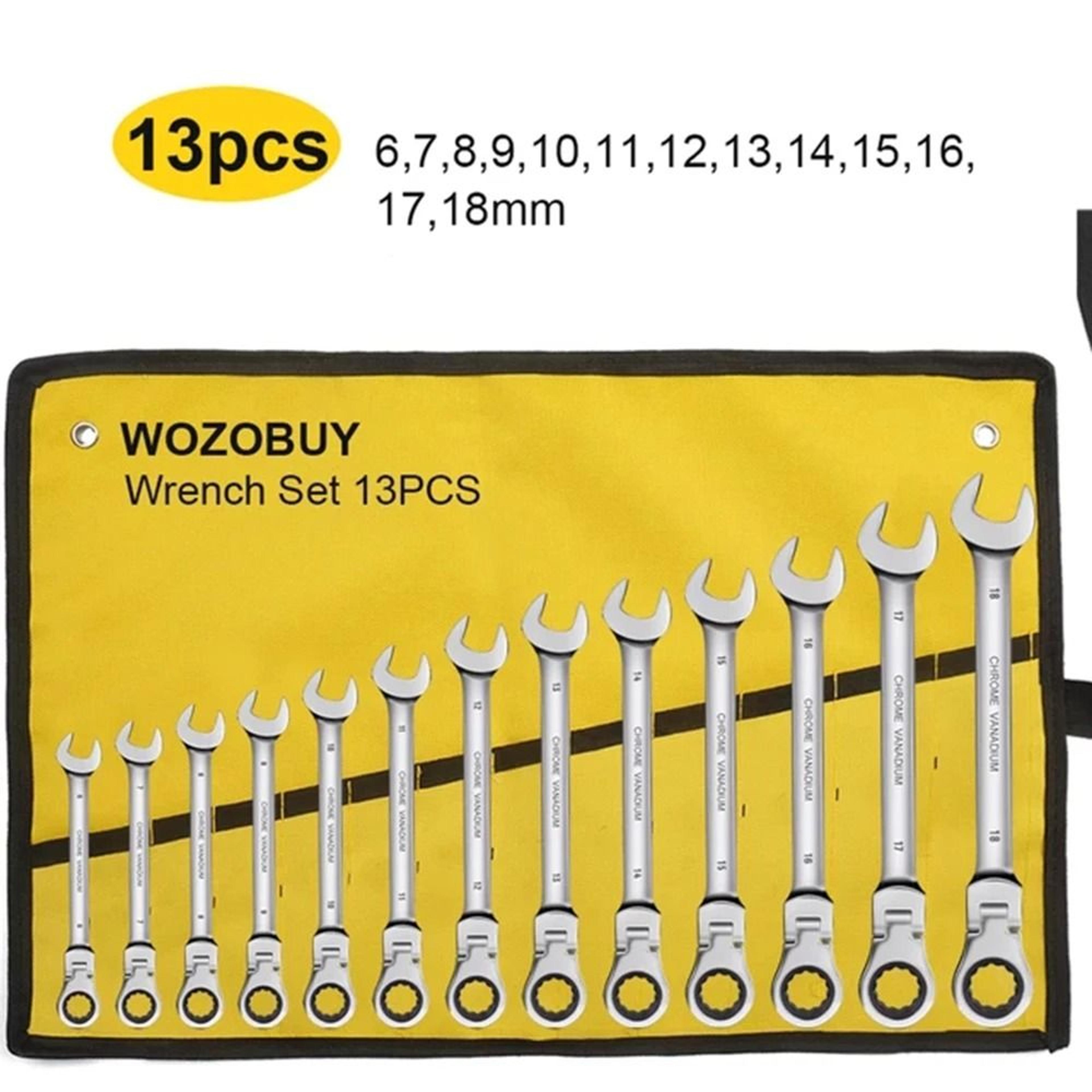Metric Flex Head Ratcheting Wrench Set With Chrome Vanadium Steel And Organizer Bag 10