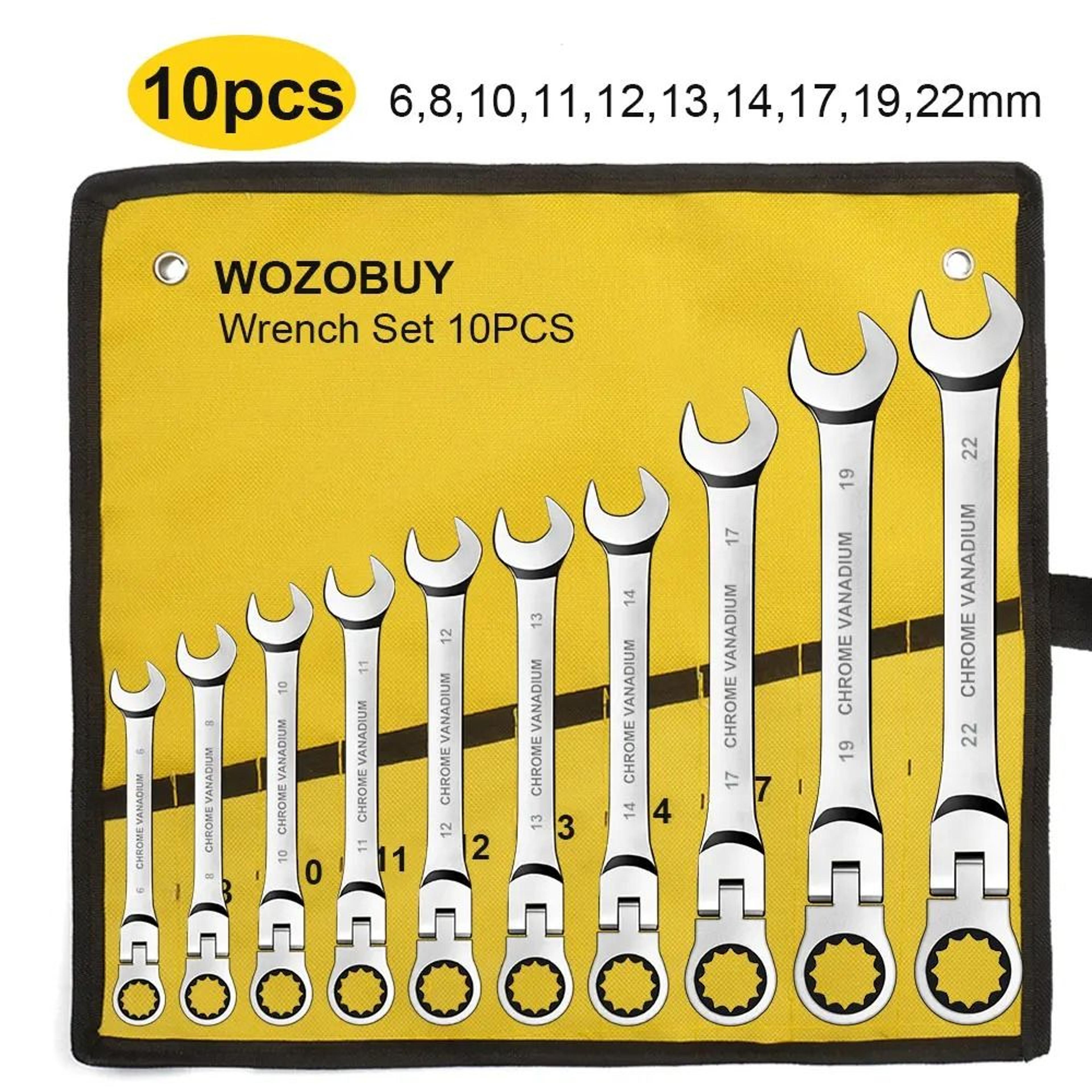 Metric Flex Head Ratcheting Wrench Set With Chrome Vanadium Steel And Organizer Bag 12