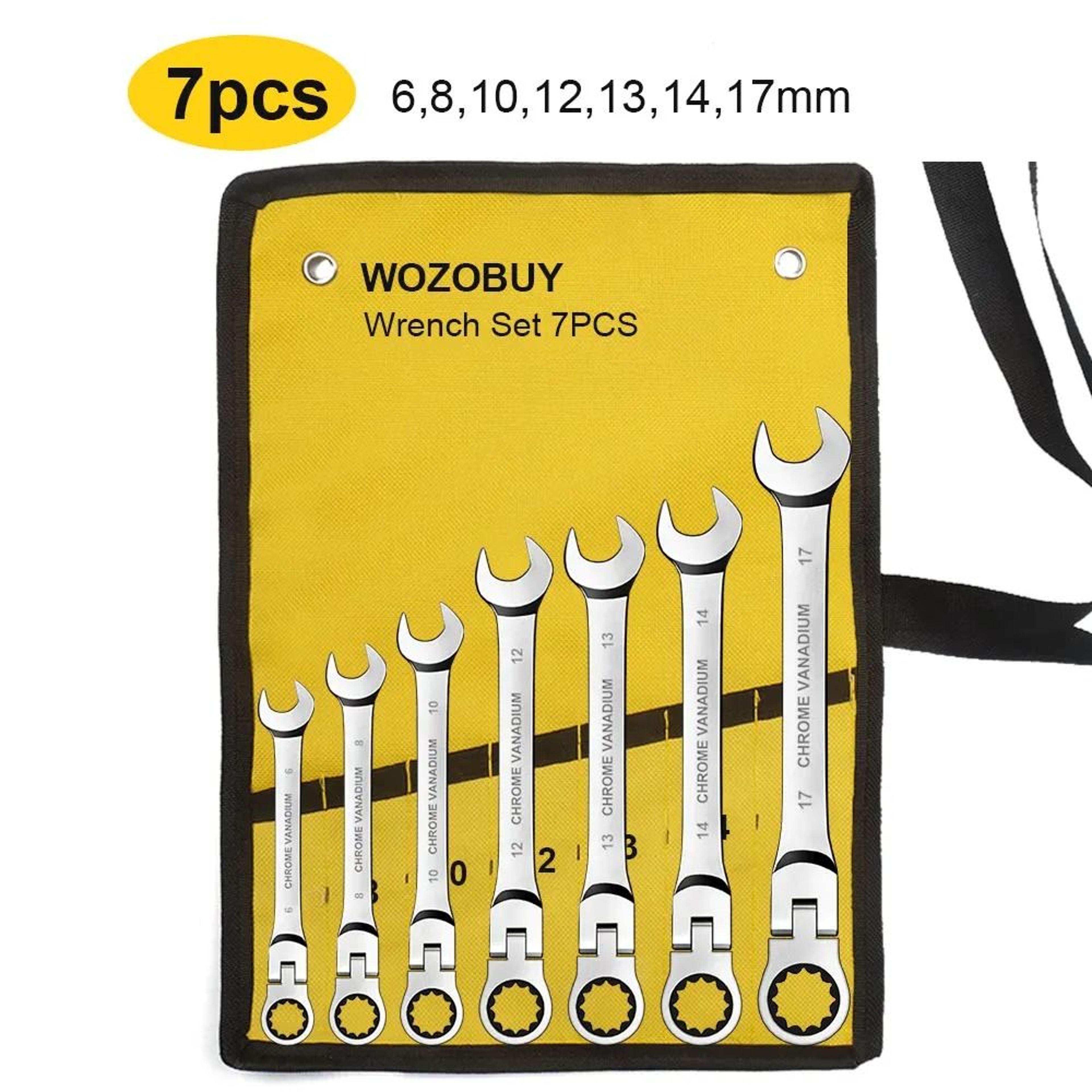 Metric Flex Head Ratcheting Wrench Set With Chrome Vanadium Steel And Organizer Bag 15