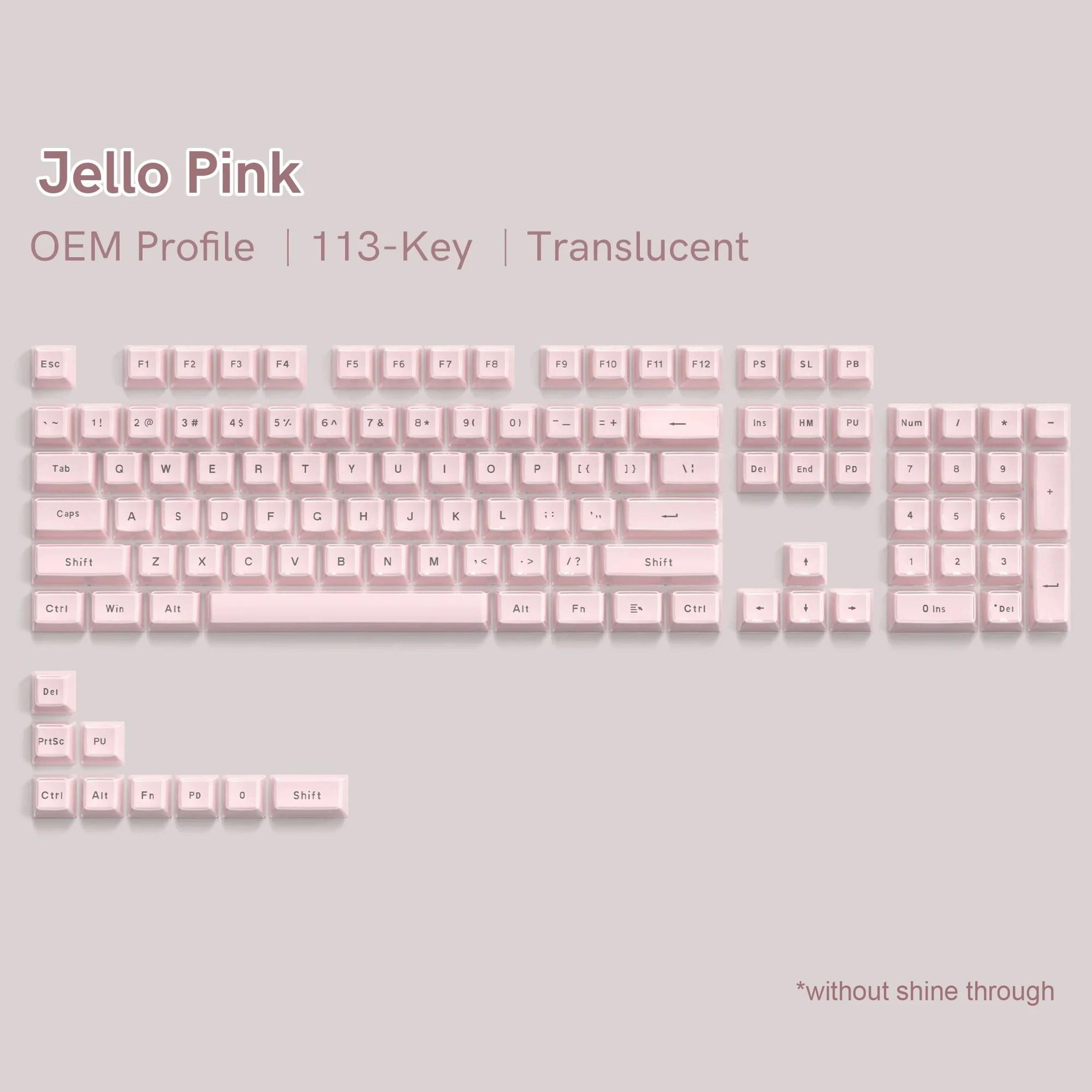 OEM Profile Pink Jello Crystal Keycap Set For MX Switches 9