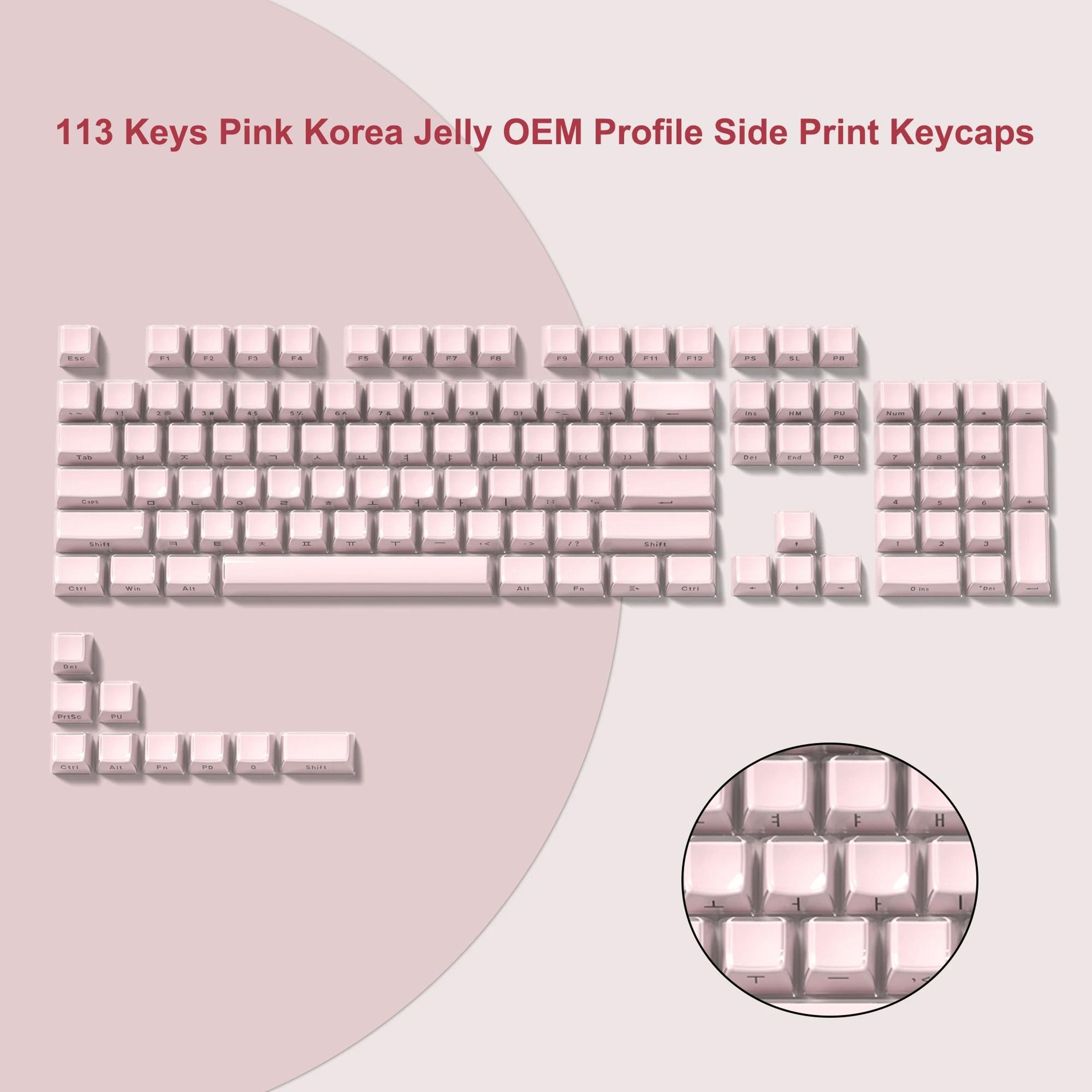 OEM Profile Pink Jello Crystal Keycap Set For MX Switches 10