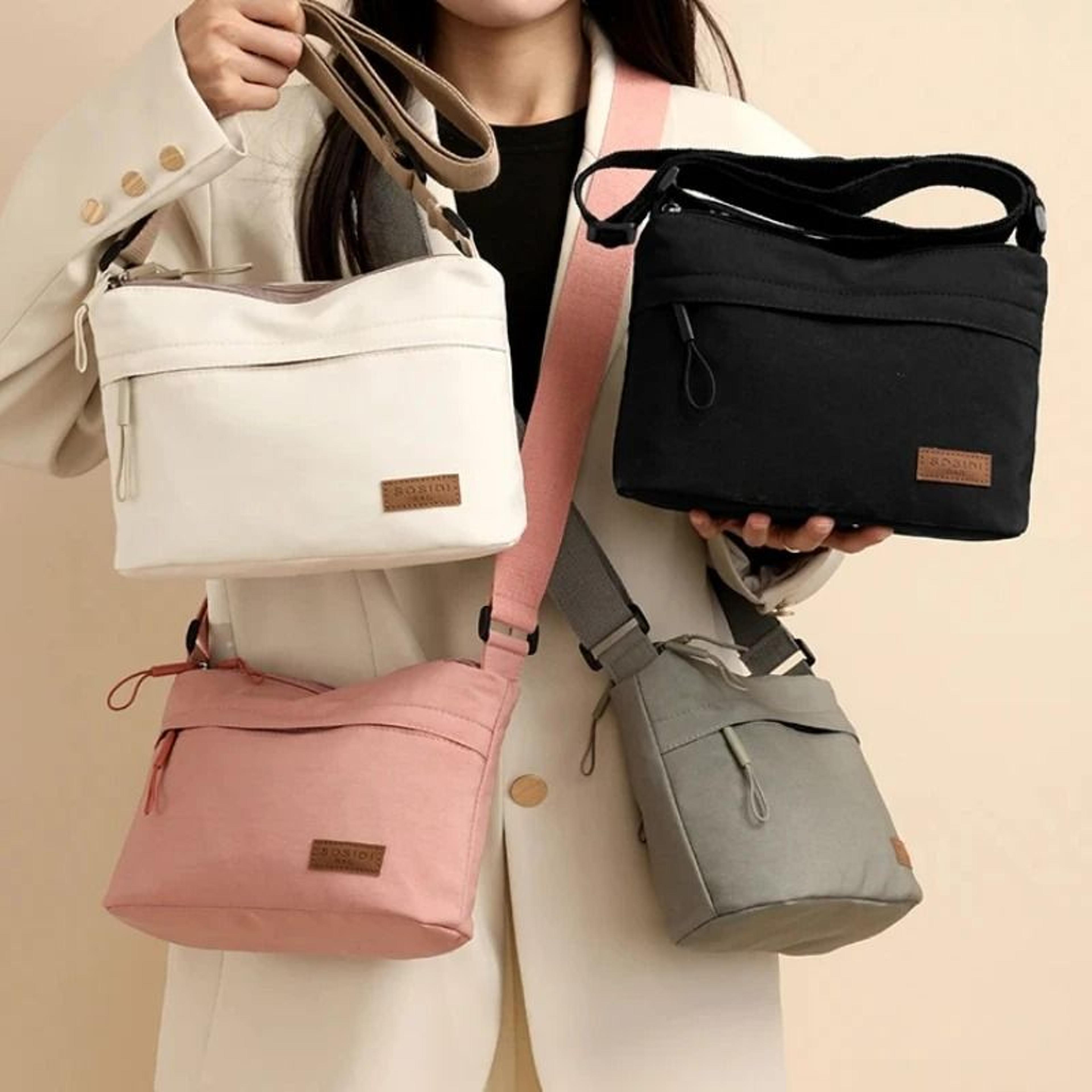 Womens Canvas Crossbody Bag With 3 Main Pockets And Adjustable Shoulder Strap 2