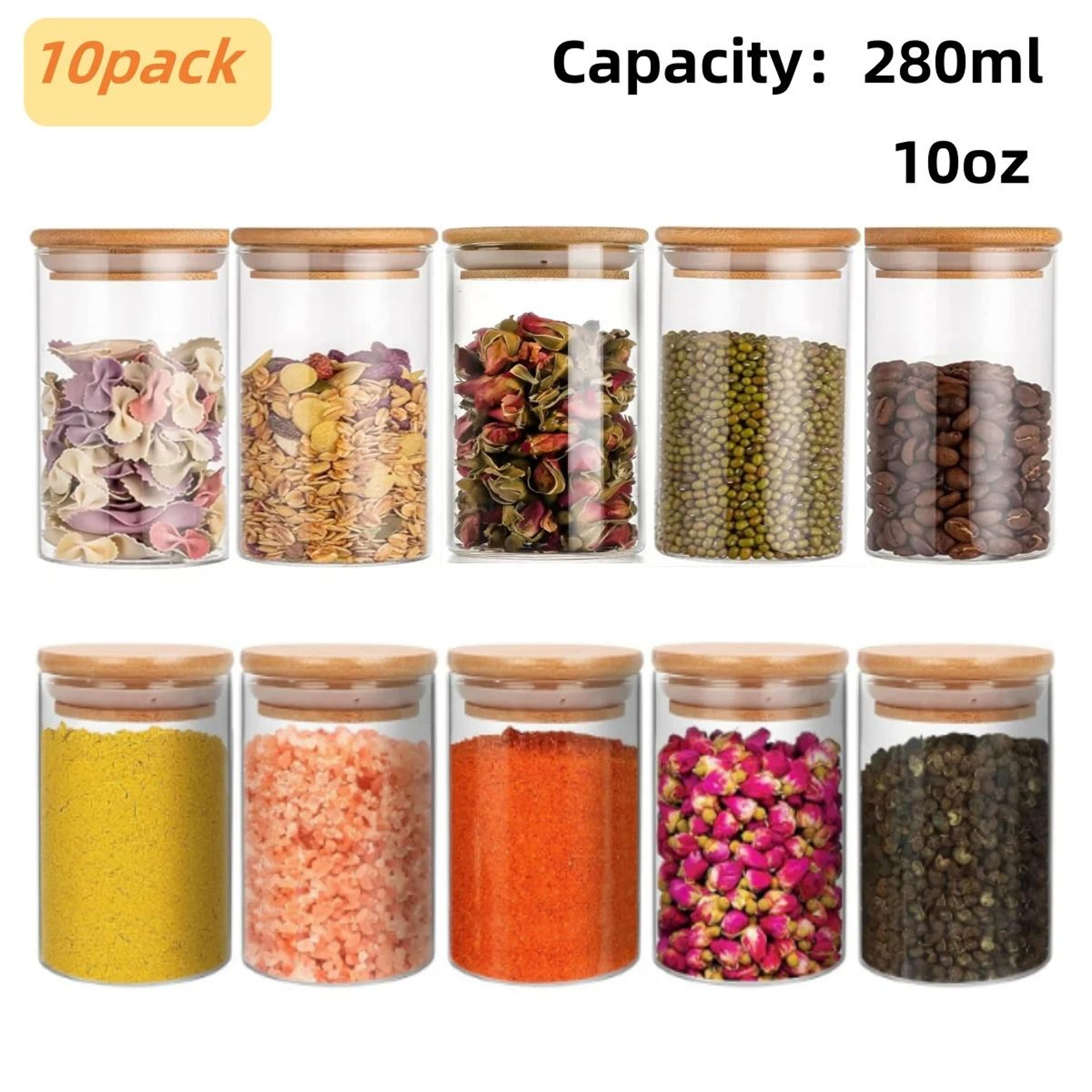 Glass Jar With Bamboo Lid 10oz Airtight Food Storage Container 0