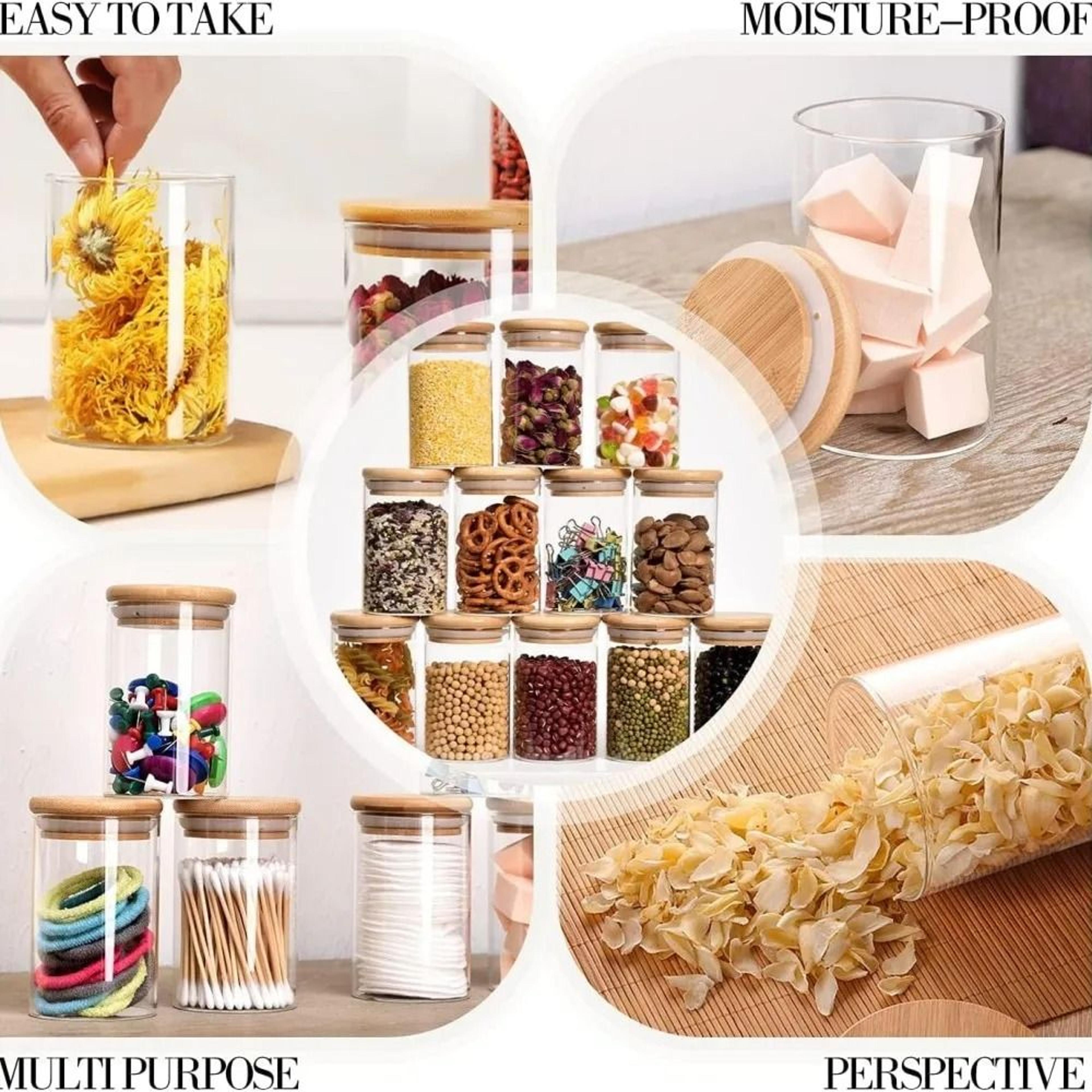 Glass Jar With Bamboo Lid 10oz Airtight Food Storage Container 2