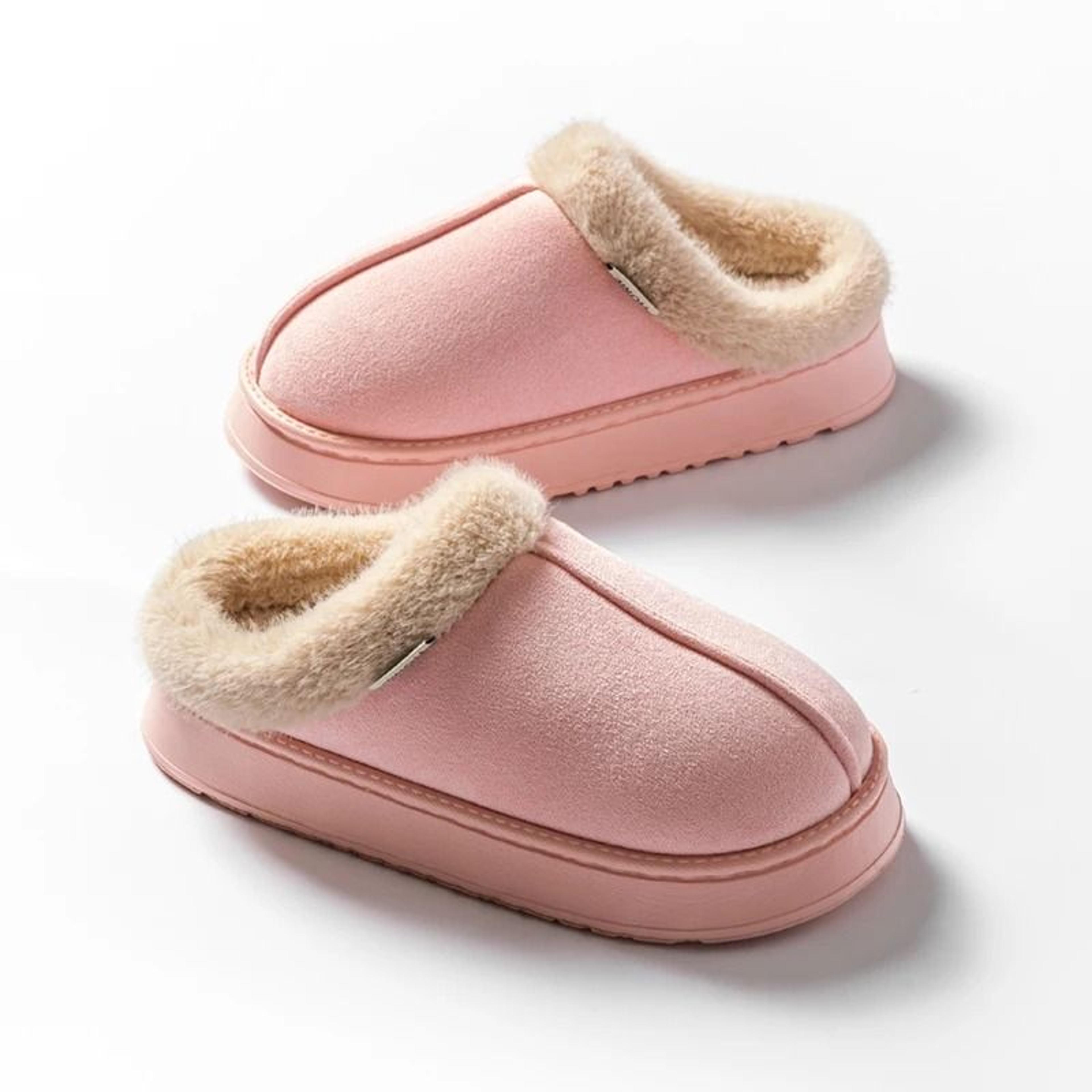 Women Fluffy Winter Slippers Indoor Warm EVA Sole Non Slip Home Slippers 10