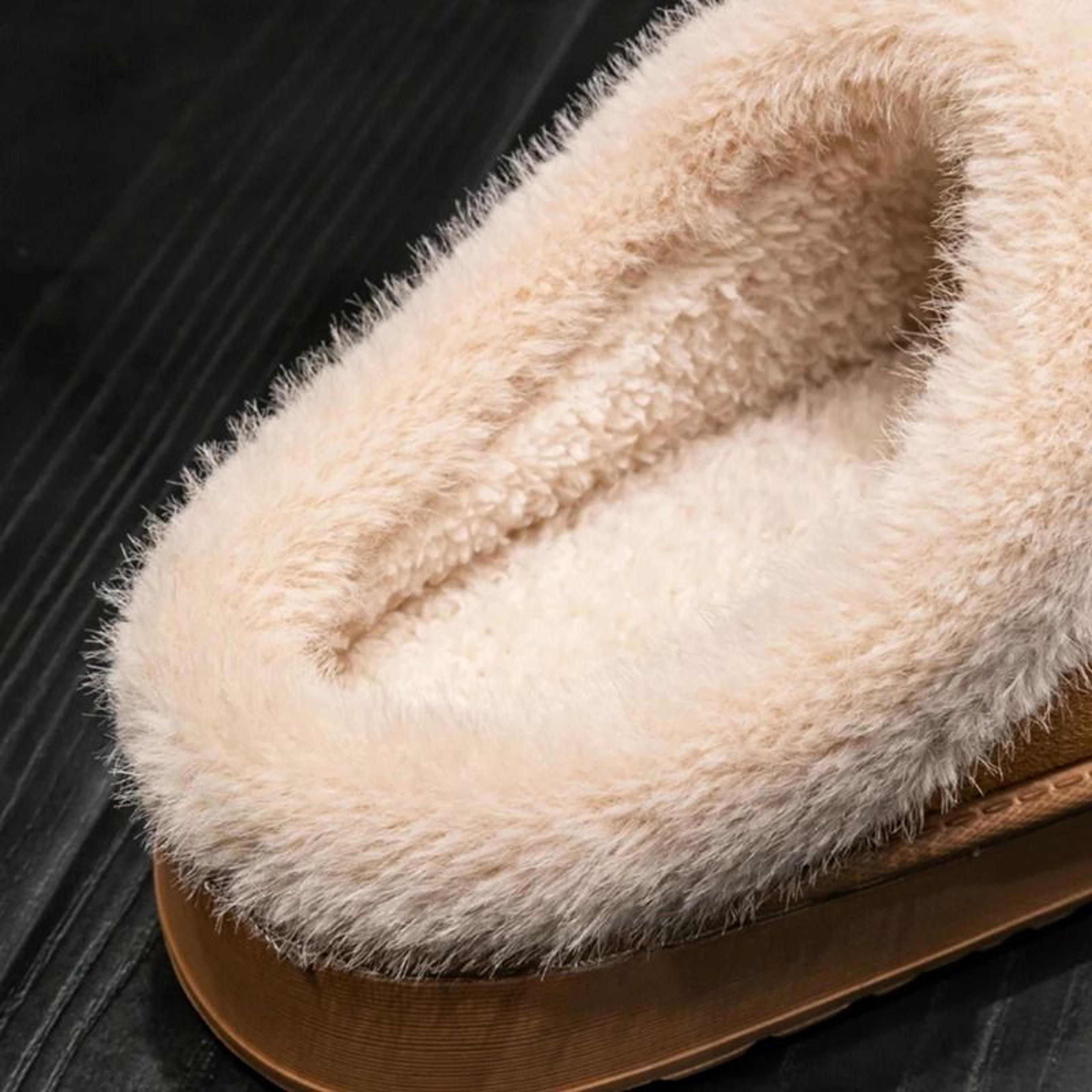 Women Fluffy Winter Slippers Indoor Warm EVA Sole Non Slip Home Slippers 5