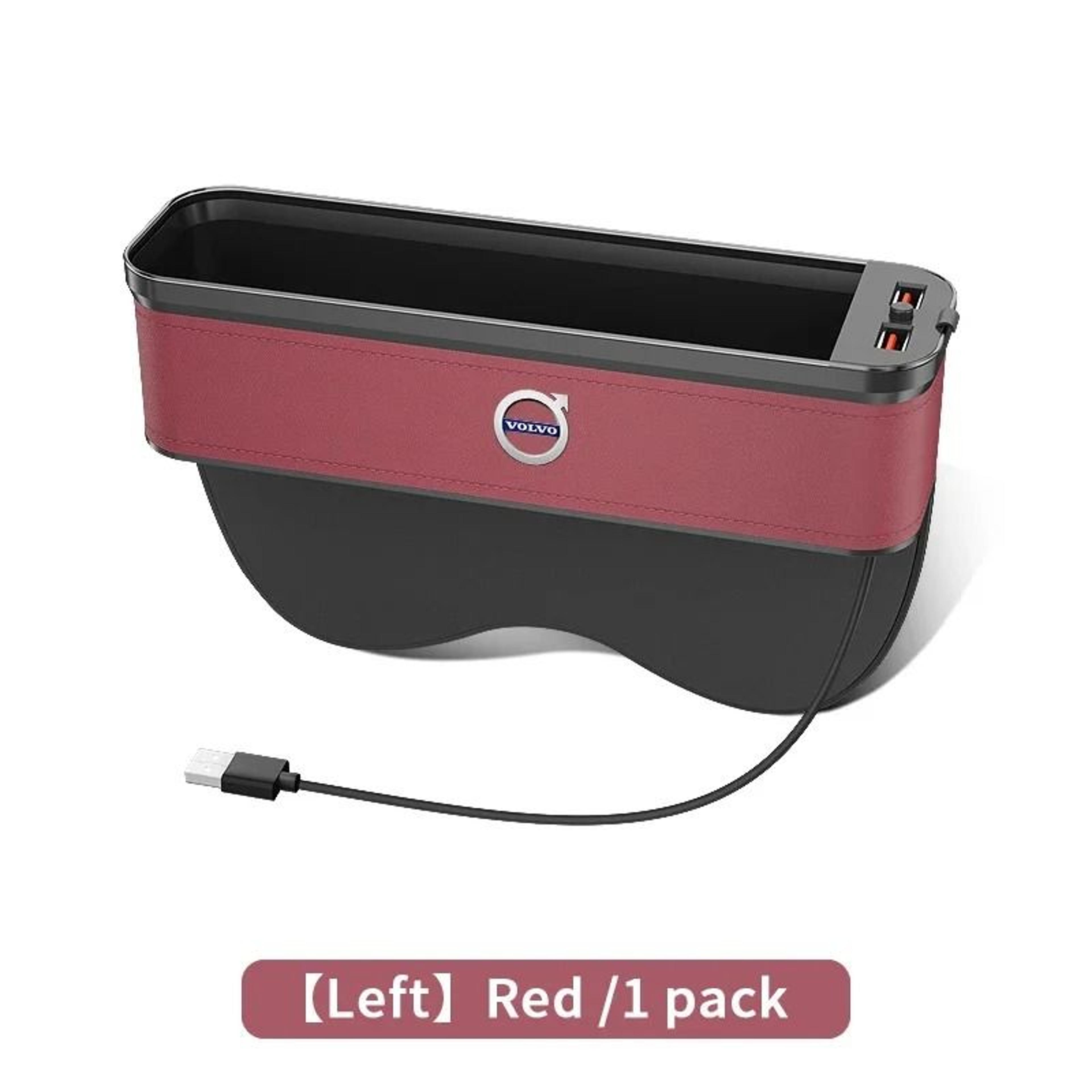 Volvo Seat Crevice Storage Box USB Charging Gap Slot Organizer 11