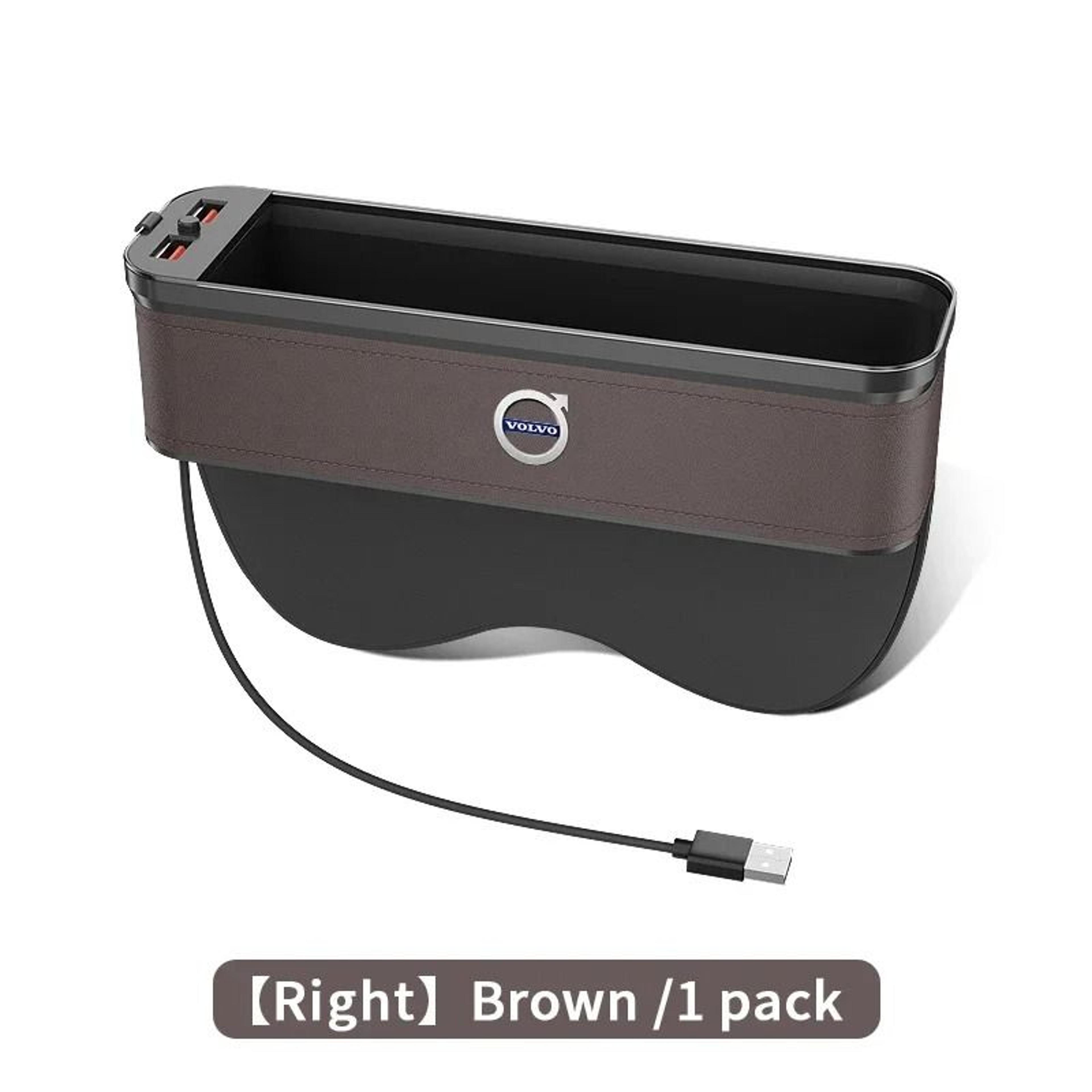 Volvo Seat Crevice Storage Box USB Charging Gap Slot Organizer 6
