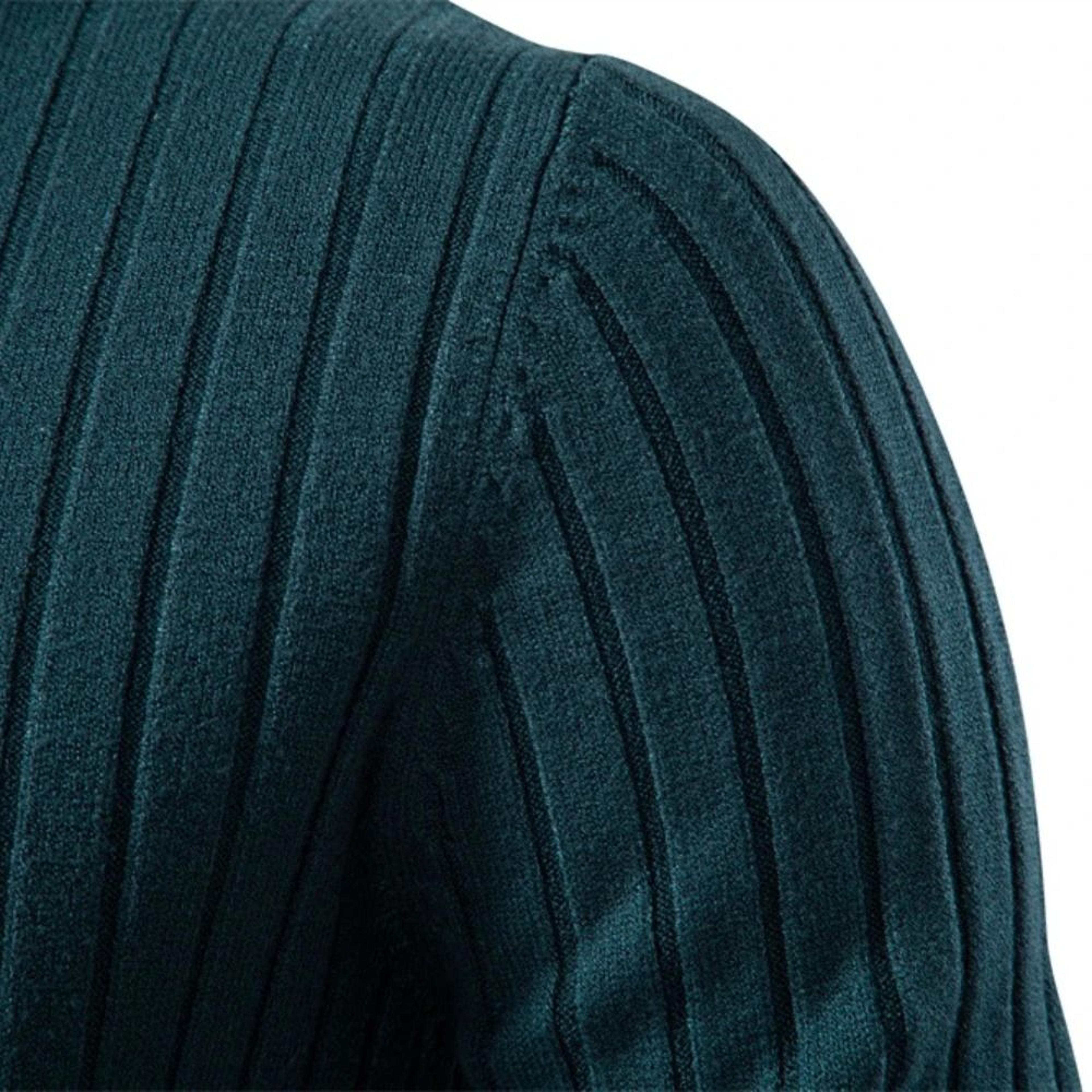 Mens Turtleneck Knit Sweater Solid Color Striped Winter Pullover 2