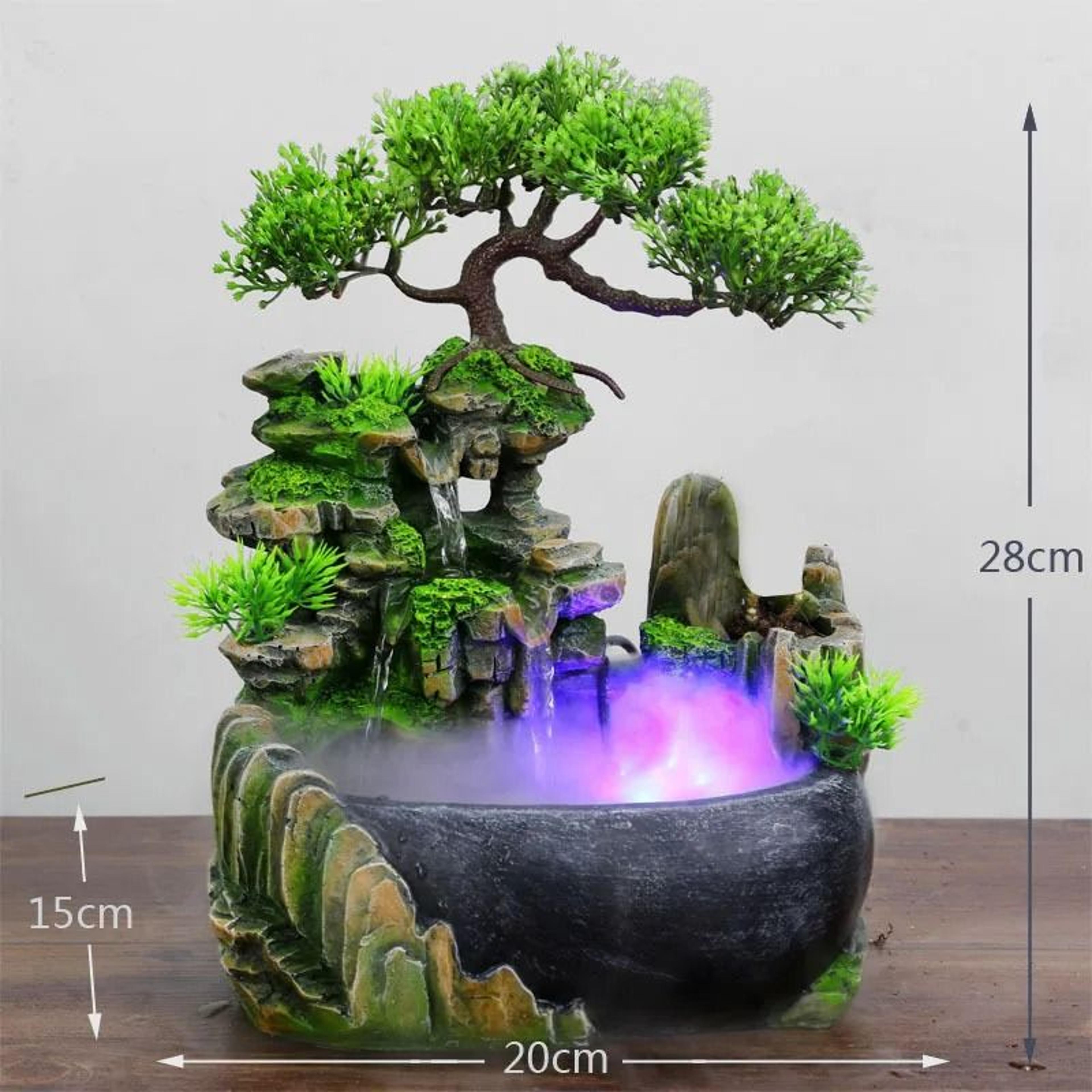 Wealth Feng Shui Desktop Flowing Water Waterfall Fountain With Color Changing LED Lights 5