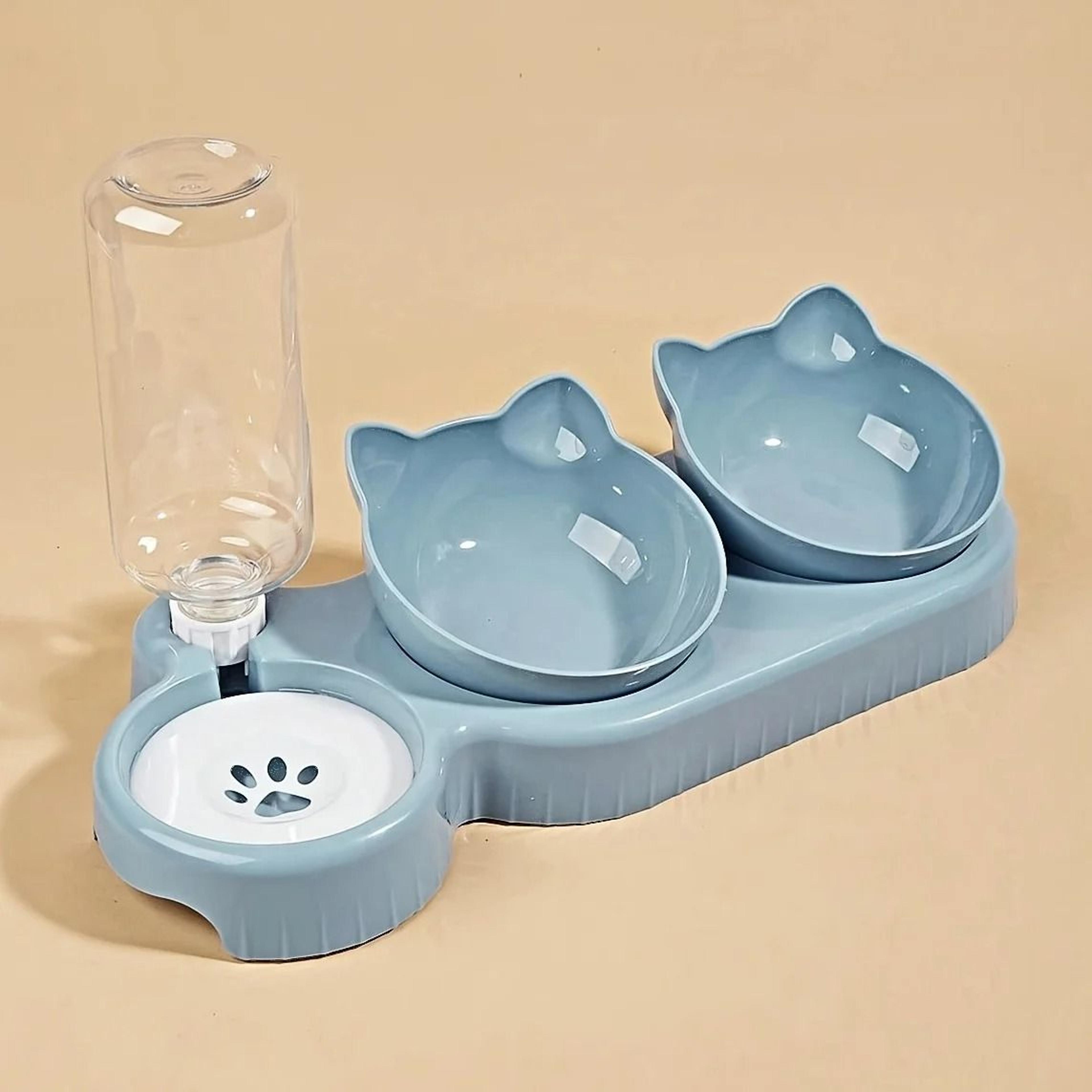 Pet Bowls With Water Feeder 3 In 1 Cat Water And Food Bowl Set With Gravity Water Bottle 8