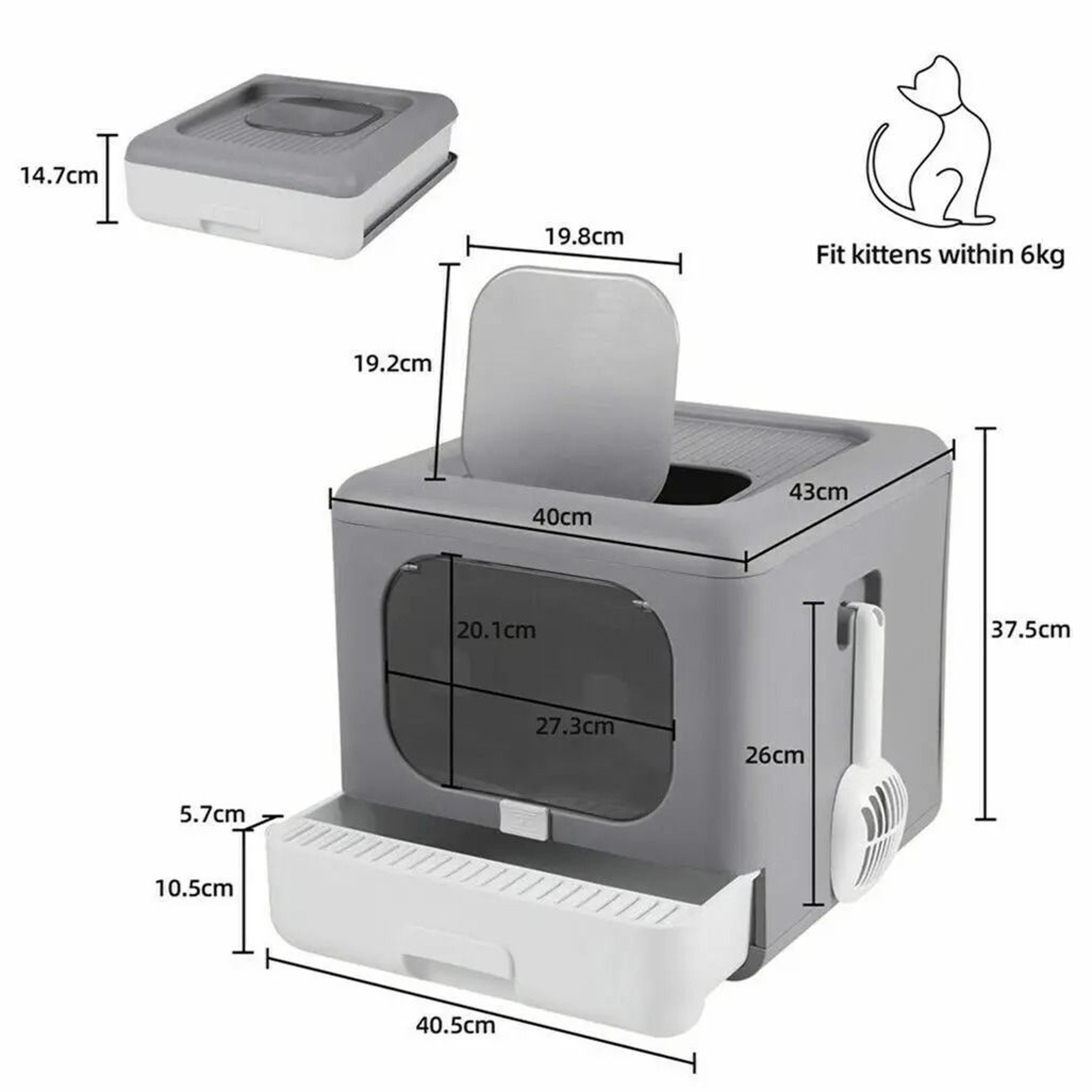 Cat Litter Box With Scoop And Tray Sifting Enclosed Foldable Kitten Toilet 4