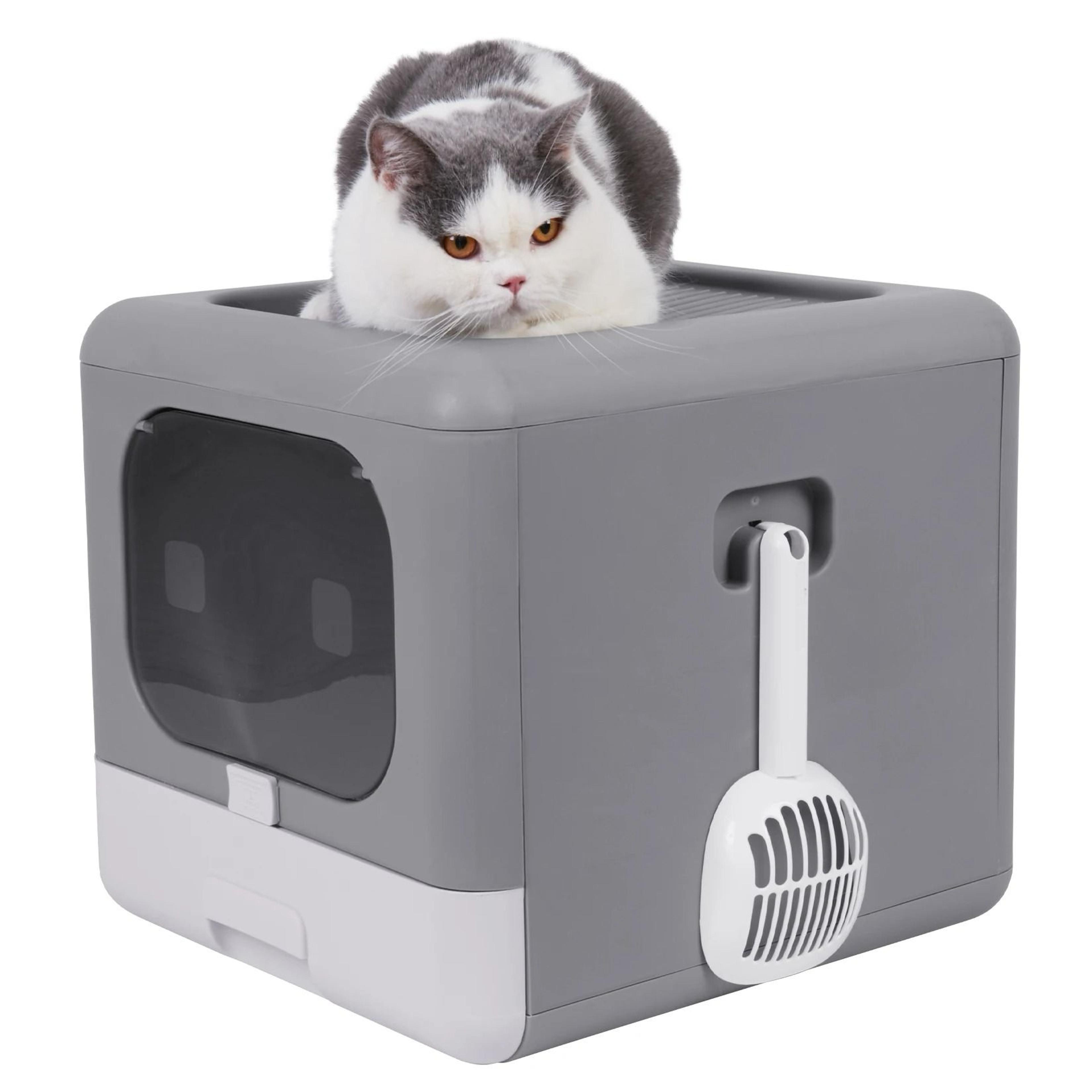 Cat Litter Box With Scoop And Tray Sifting Enclosed Foldable Kitten Toilet 6