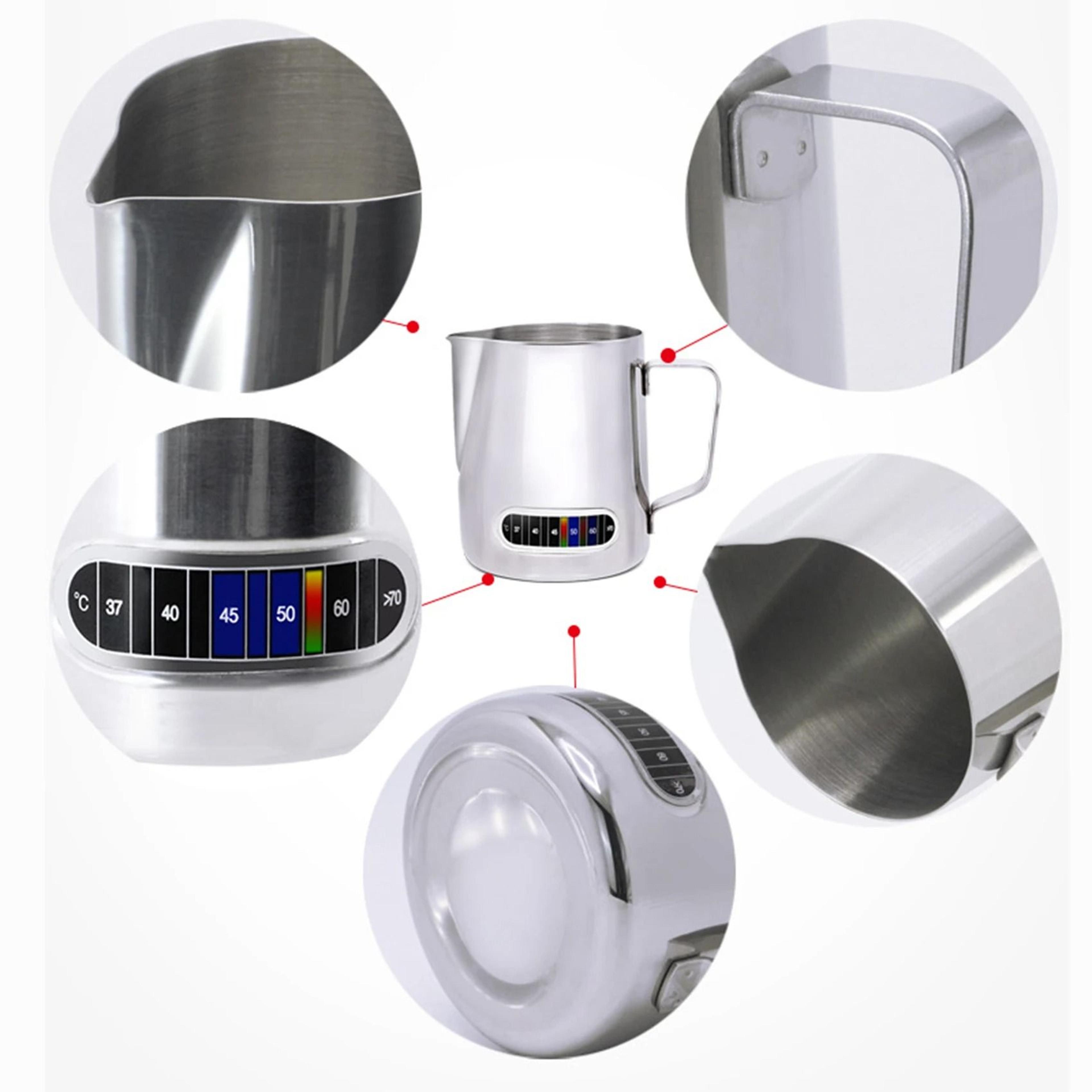 12oz And 20oz Milk Frothing Pitcher With Temperature Display Stainless Steel Milk Frother Jug For L 4