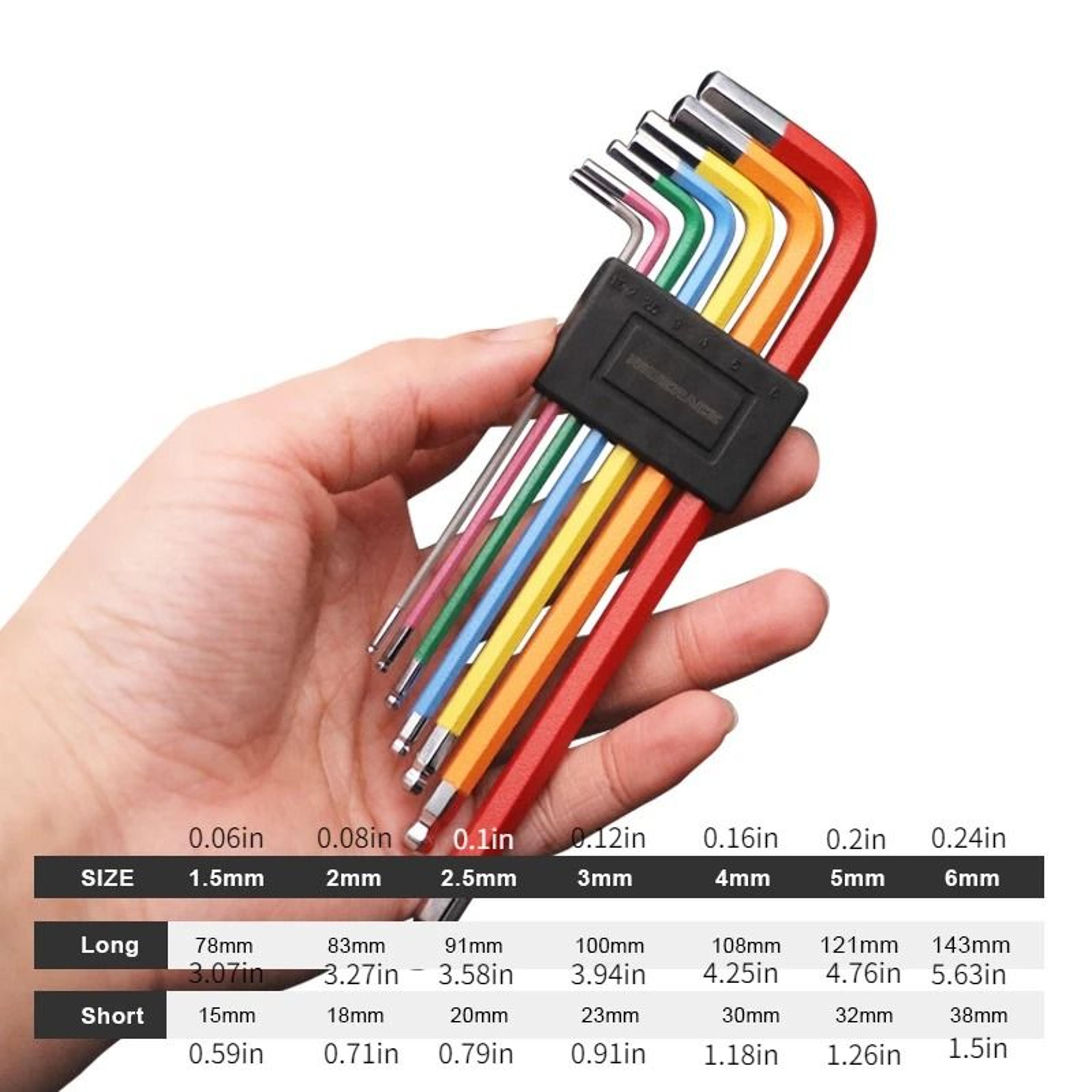 7 Piece Bike Hex Tool MTB Road Bike Repair Tool Kit Bicycle Colorful Hexagon Spanner Flat Ball Open 5