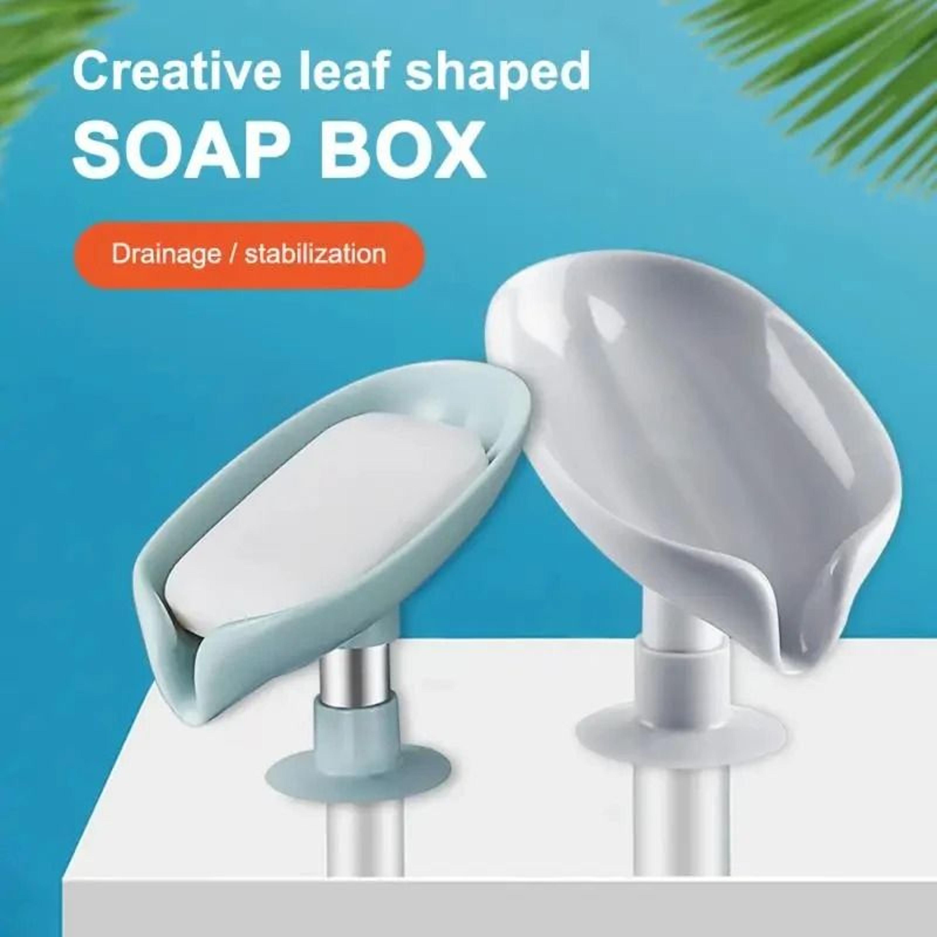 Leaf Shape Soap Holder With Suction Cup Sponge Dish Rack 1