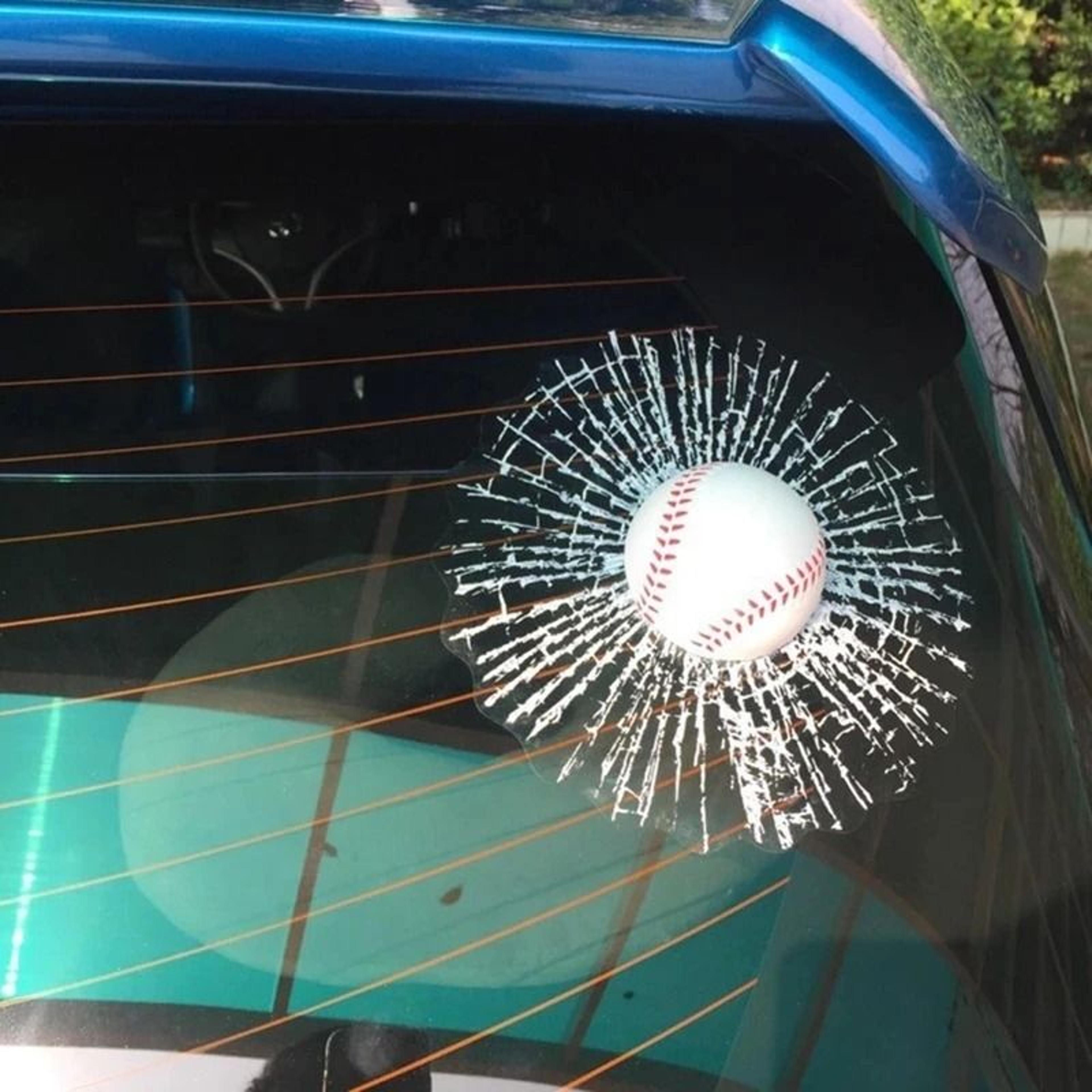 3D Sports Ball Car Window Sticker Broken Glass Decal 5