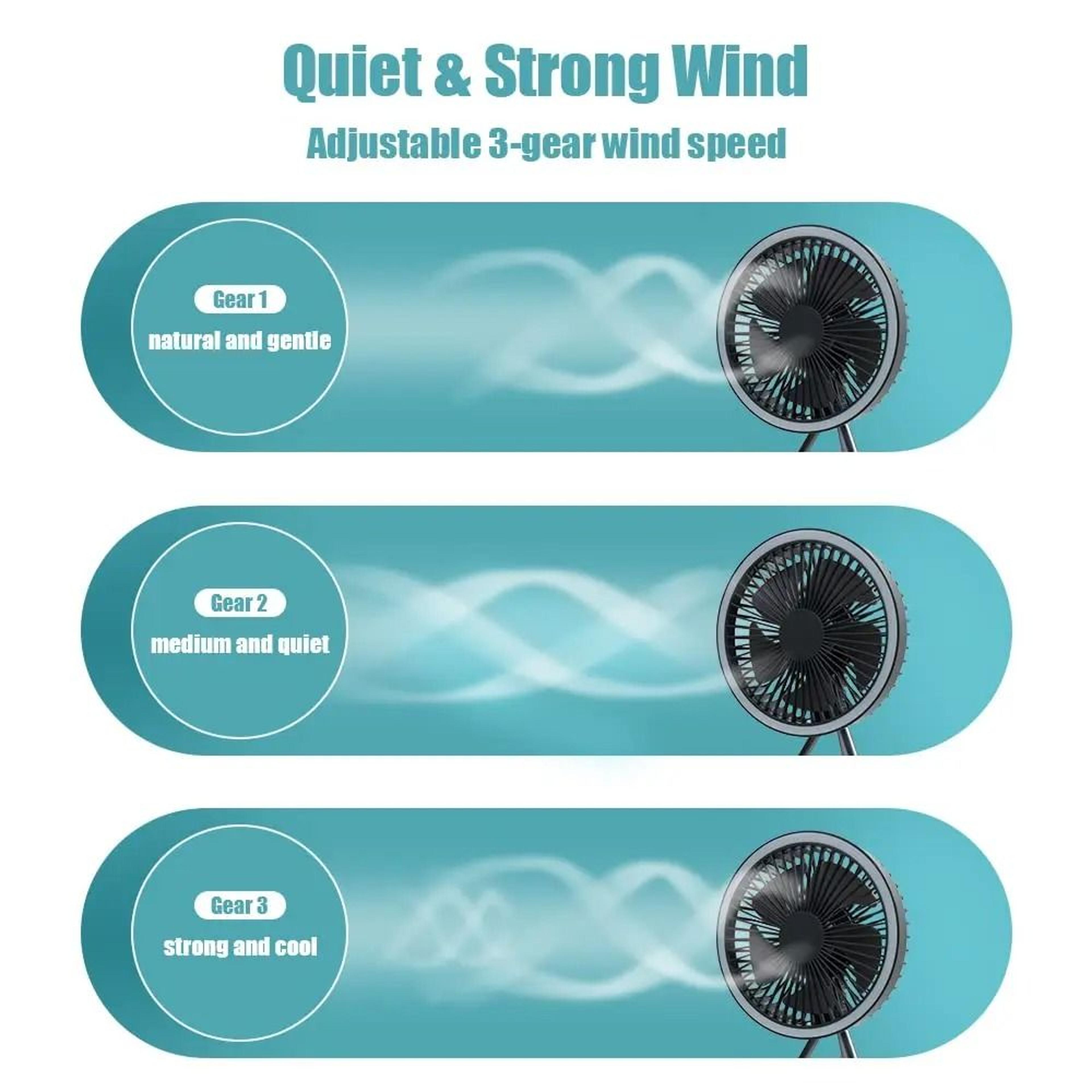 10000mAh Rechargeable Camping Fan Portable Desktop Circulator Wireless Ceiling Fan With Power Bank  2