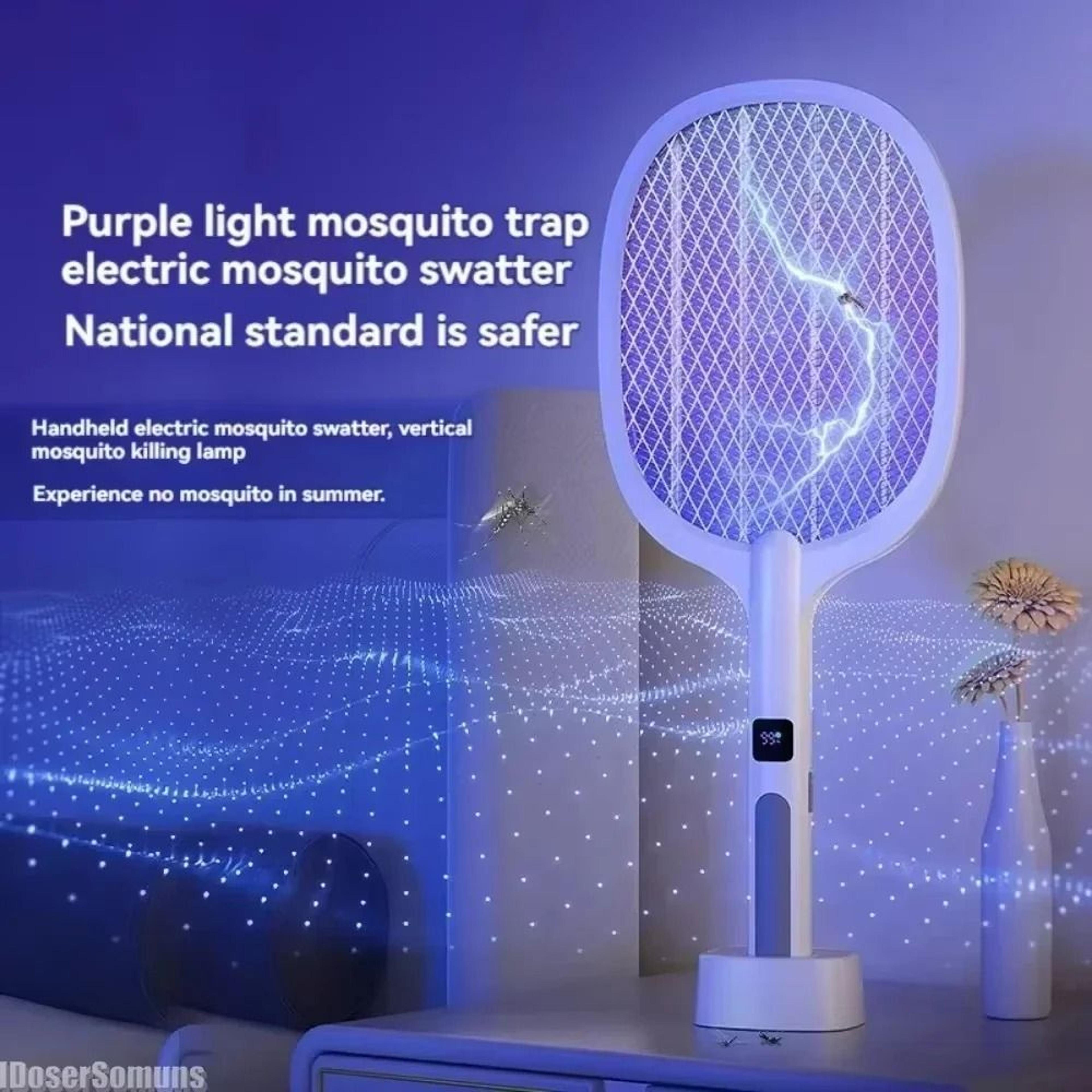 Electric Fly Swatter Handheld Fly Killer And Mosquito Trap Lamp Rechargeable For Home Office Backya 6