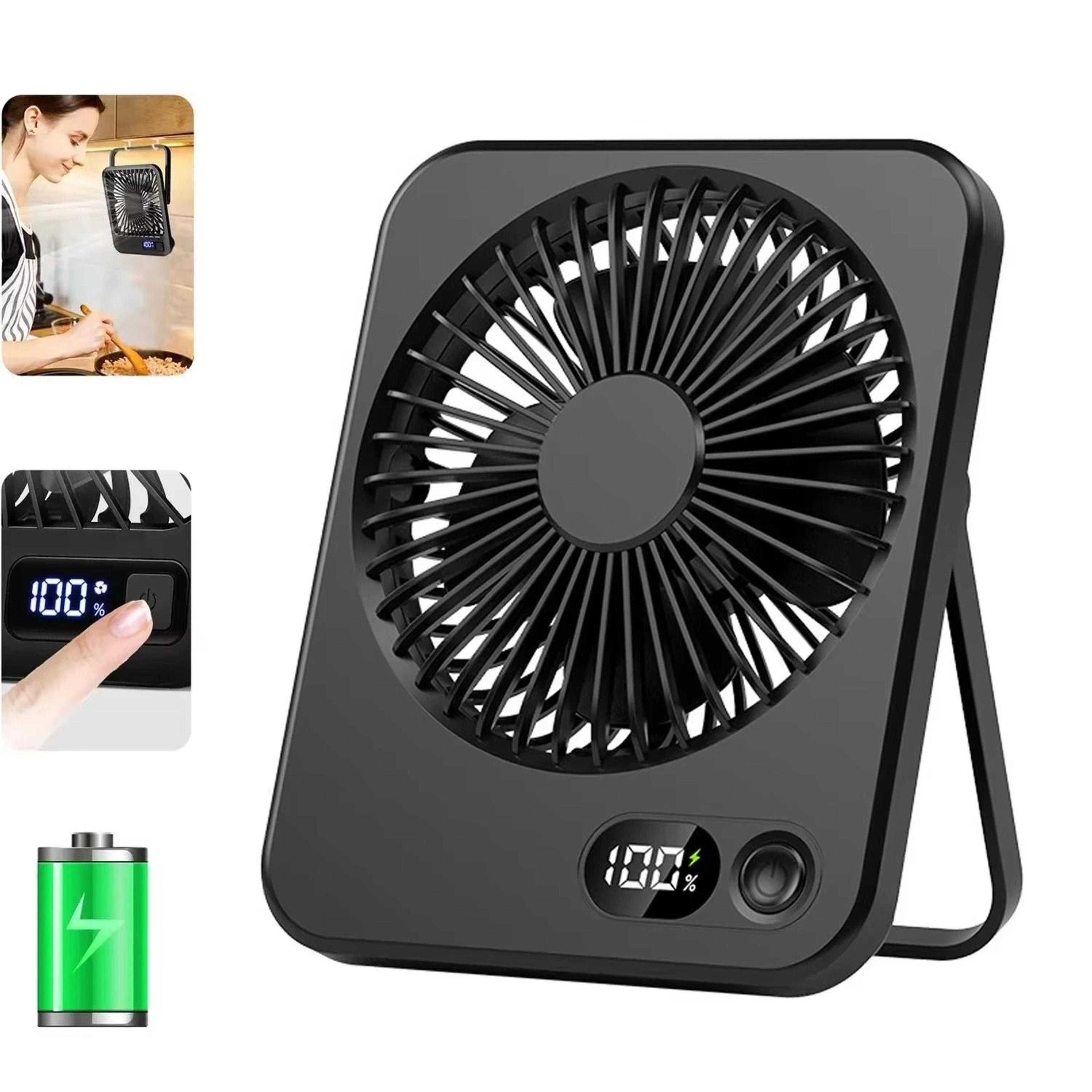Desk Fan USB Rechargeable 180 Degree Tilt Folding Personal Fan 5 Speeds Digital Display 0