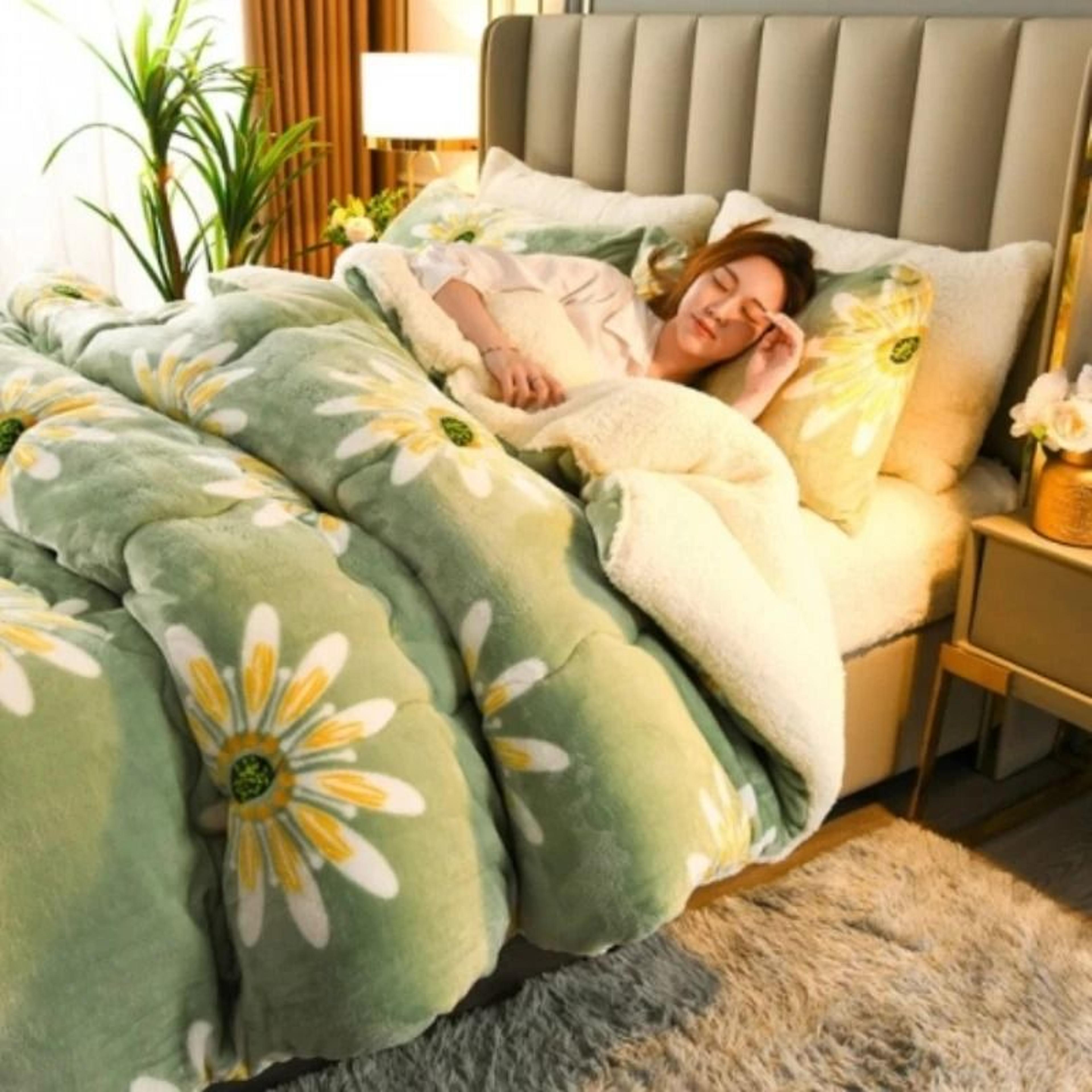 Super Thick Winter Warm Blanket Weighted Artificial Lamb Cashmere Comforter For Bed 1