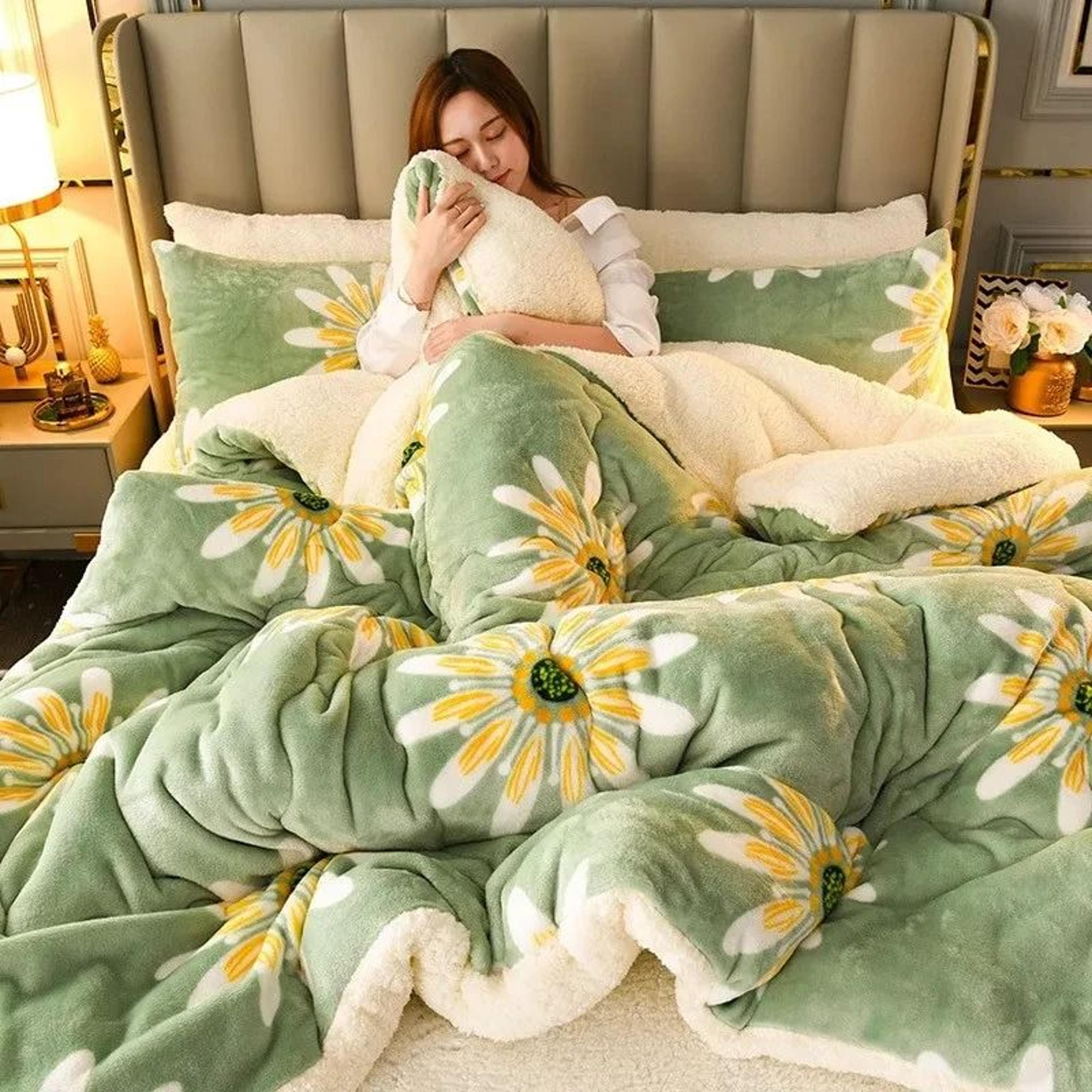 Super Thick Winter Warm Blanket Weighted Artificial Lamb Cashmere Comforter For Bed 7