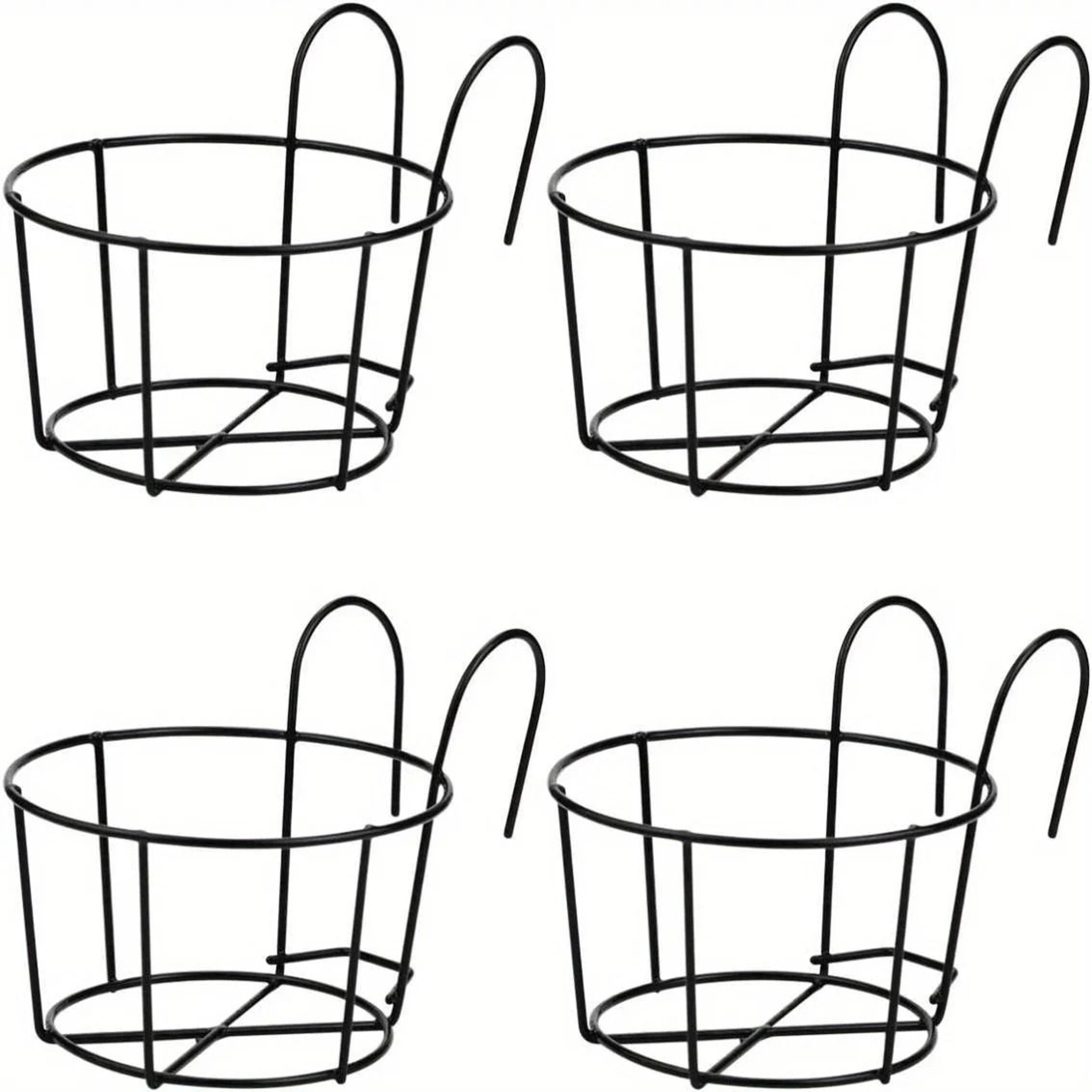 Stylish Round Metal Hanging Planters 4 Piece Set For Balcony Garden Indoor Decor 6