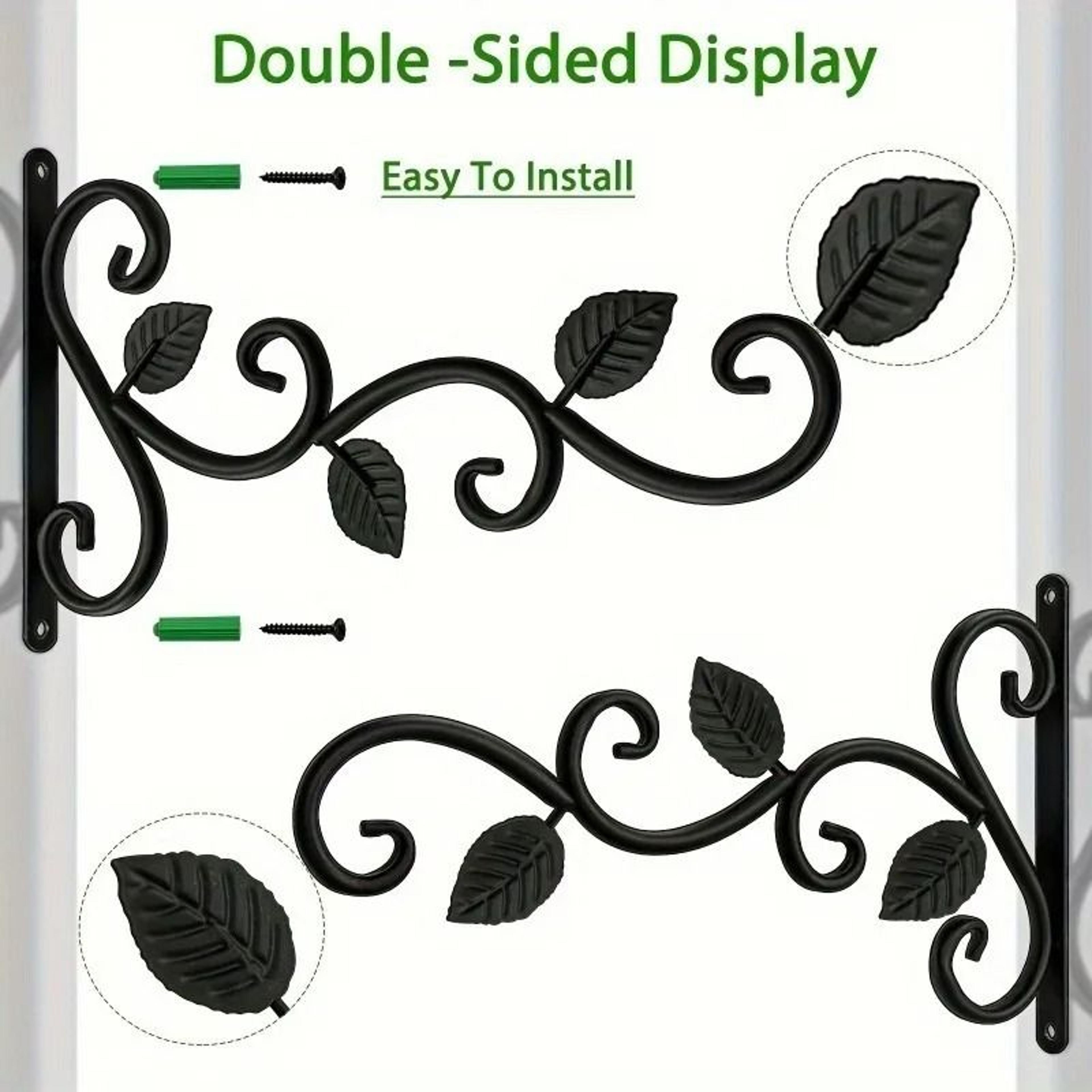 Rustic Wrought Iron Wall Bracket Plant Hooks 2 Pack For Indoor And Outdoor Use 3