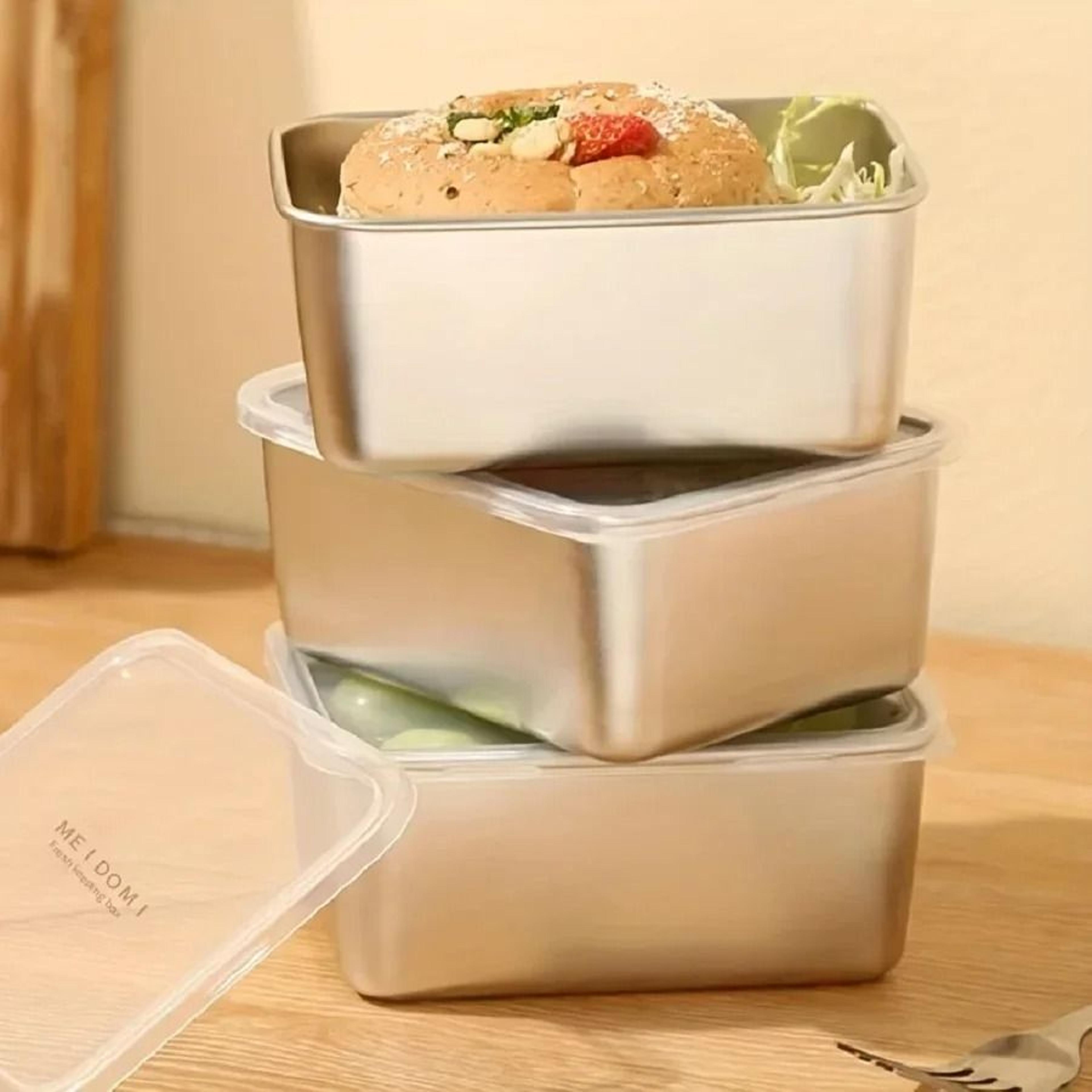 Stainless Steel Fresh Keeping Box With Sealed Lid Thickened Small Lunch Box Camping Food Storage Bo 0