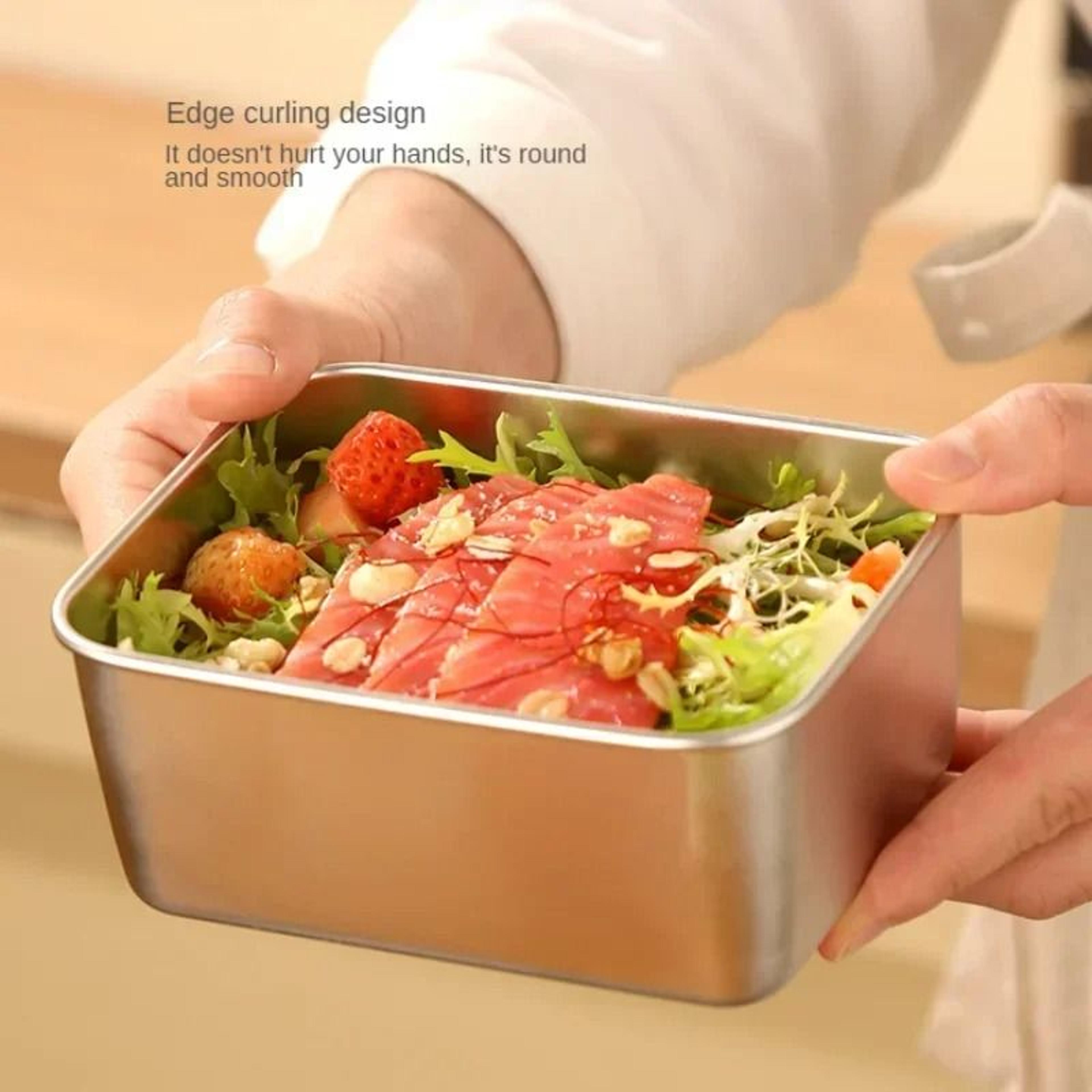 Stainless Steel Fresh Keeping Box With Sealed Lid Thickened Small Lunch Box Camping Food Storage Bo 1
