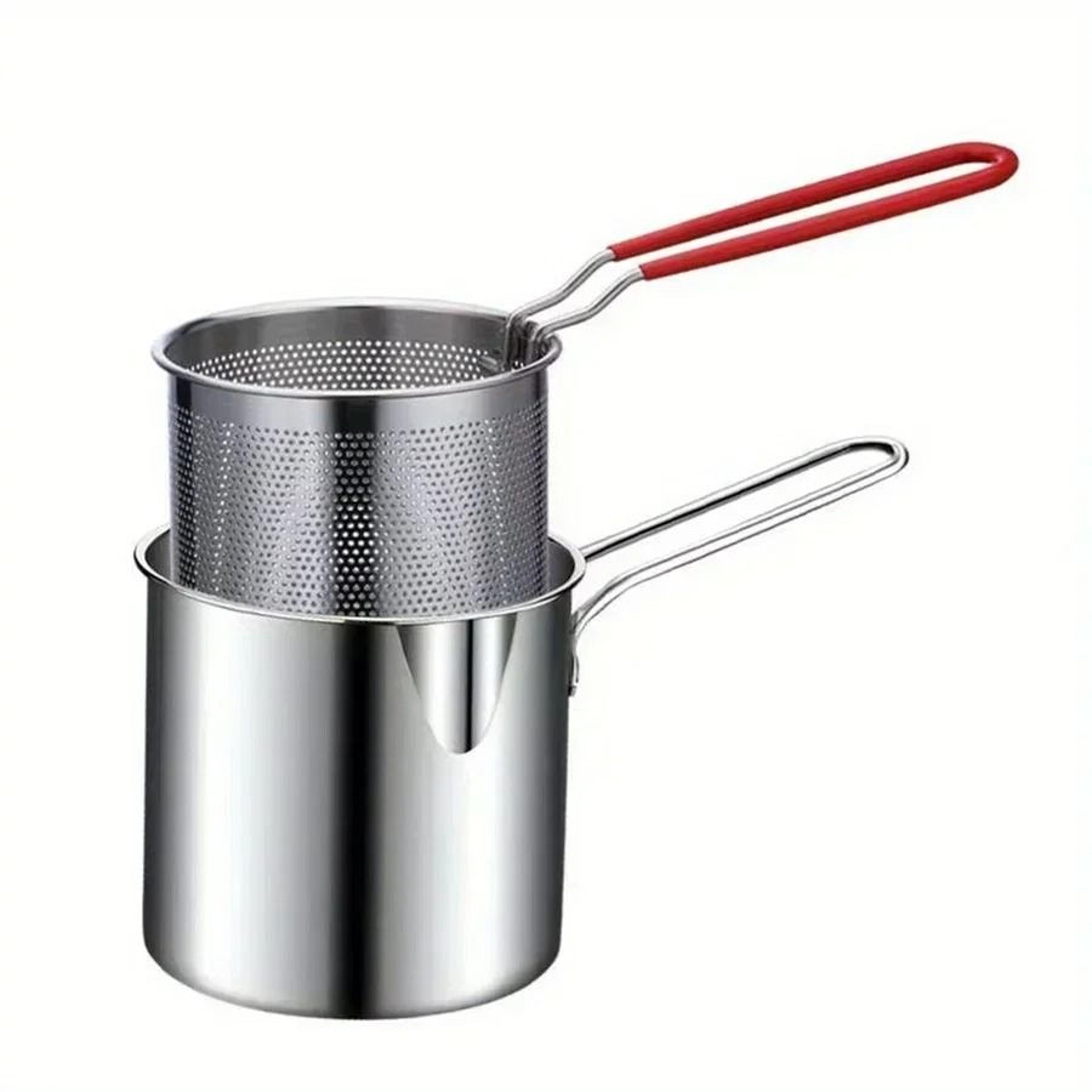 Stainless Steel Fryer With Basket And Strainer Small Oil Pot For French Fries Chicken Wings 4