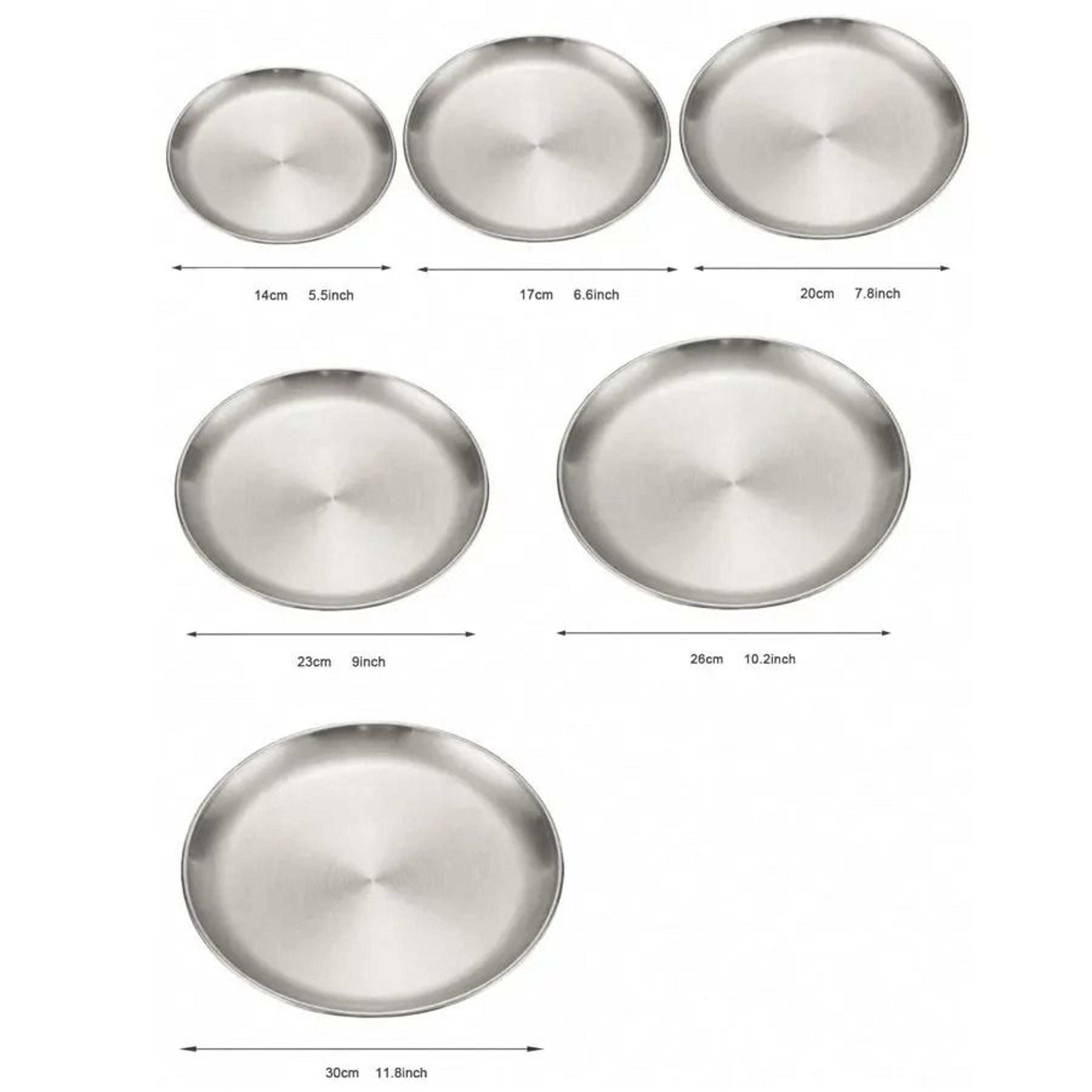 Stainless Steel Circular Barbecue Plate Dining Tray Steak Plate 5