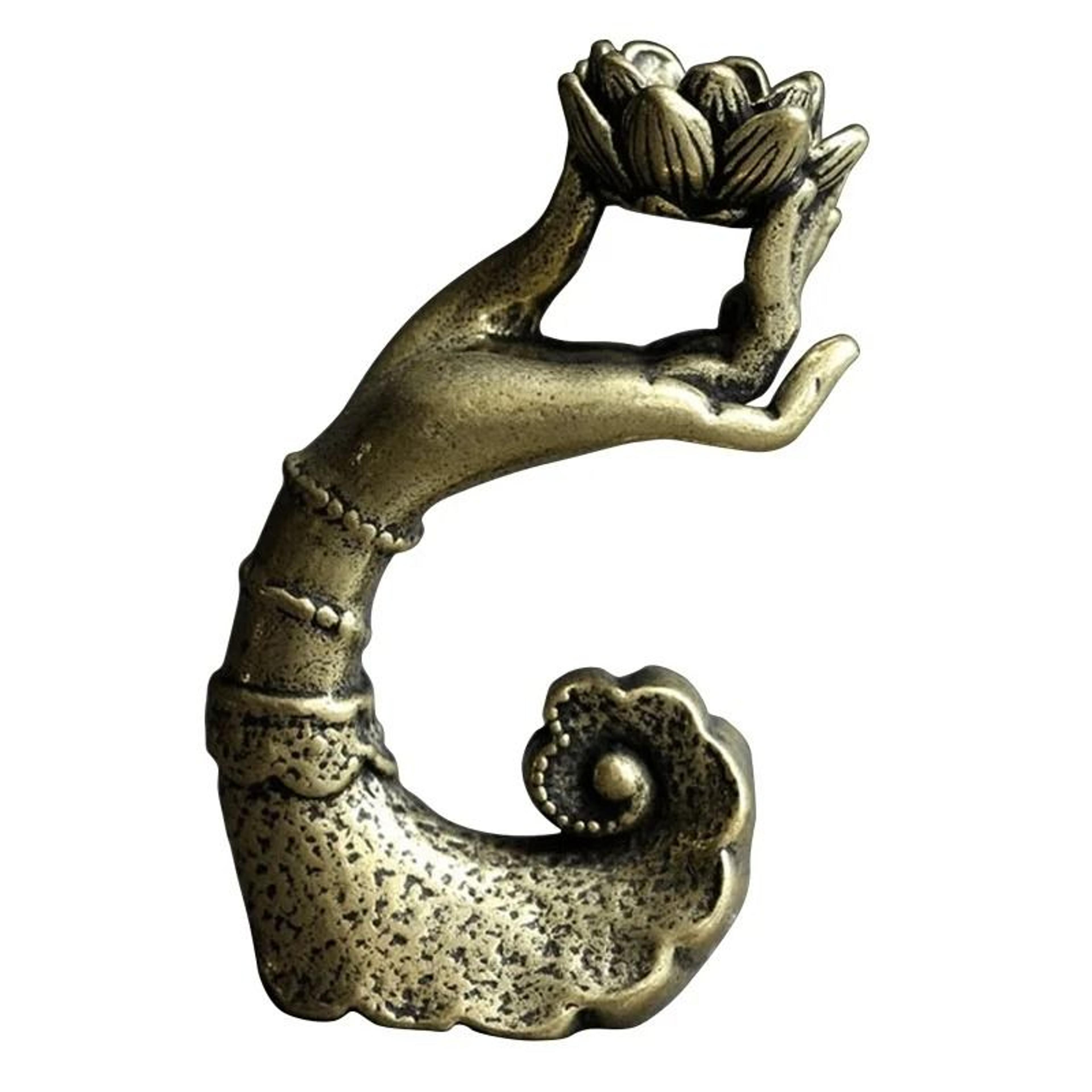 Copper Hand Lotus Backflow Incense Burner Aromatherapy Holder 4