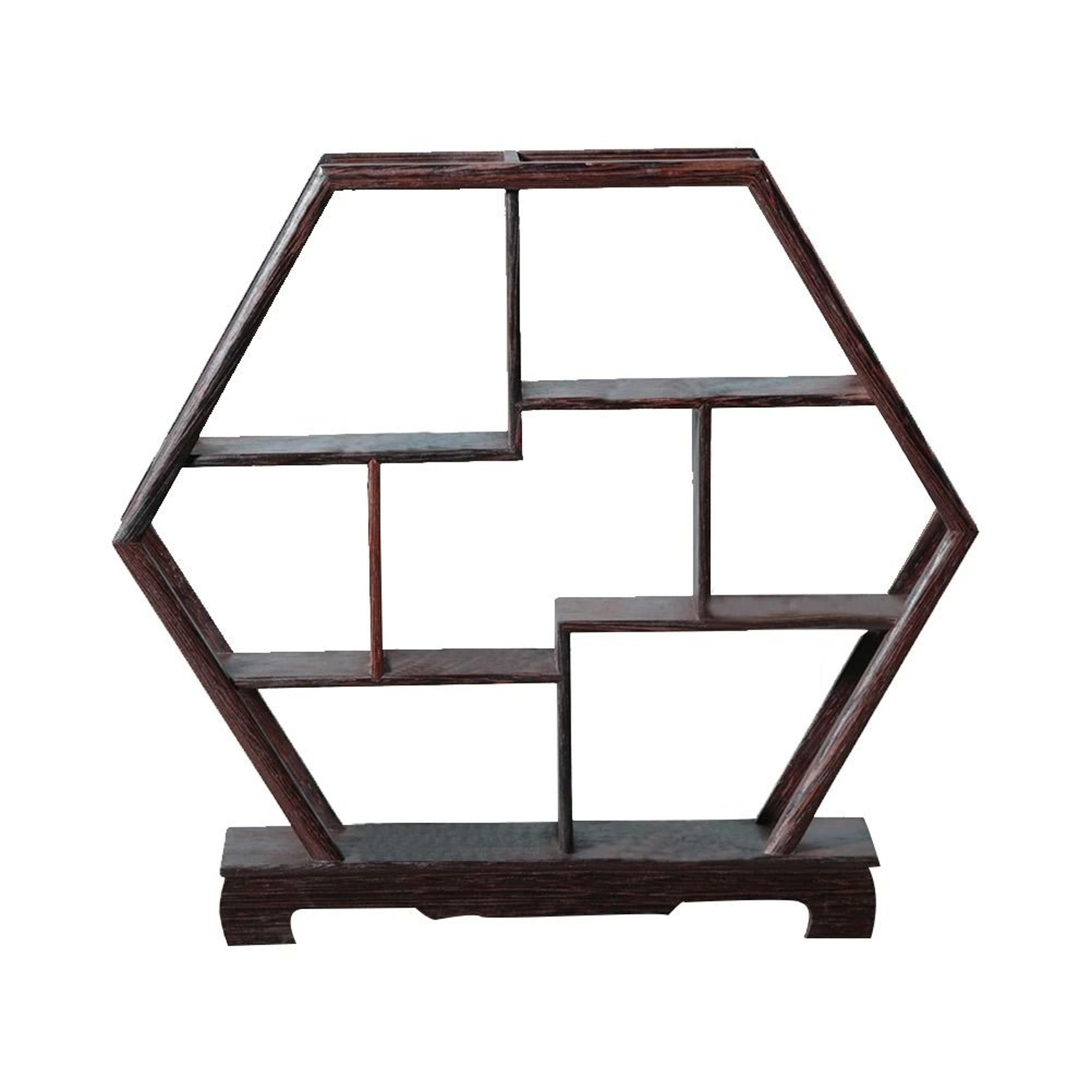 Solid Wood Display Shelf Rosewood Vintage Stand For Room Restaurant Teahouse Storage 8
