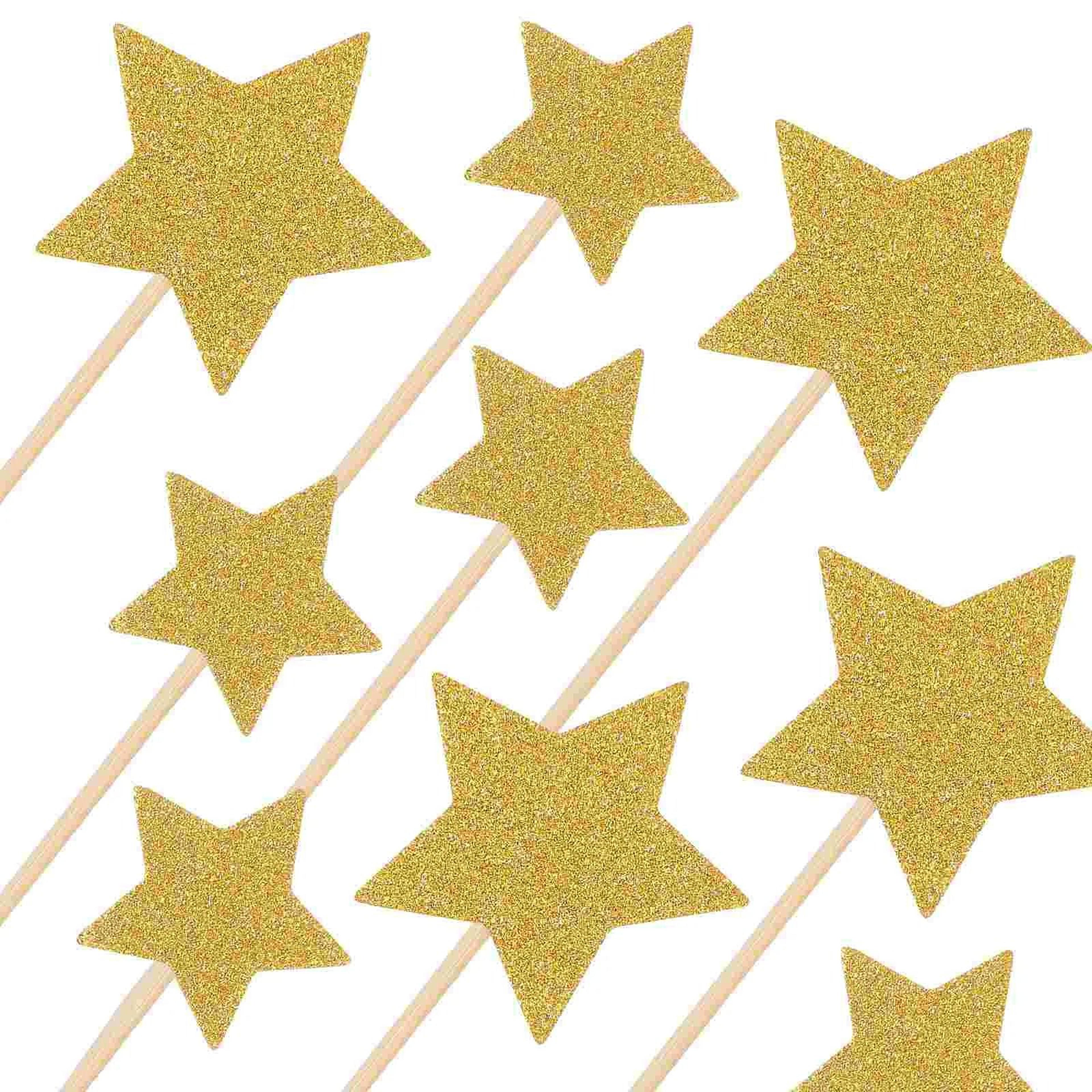 Star Glitter Cake Insert Topper Kit 50 Pieces Gold  Silver 3