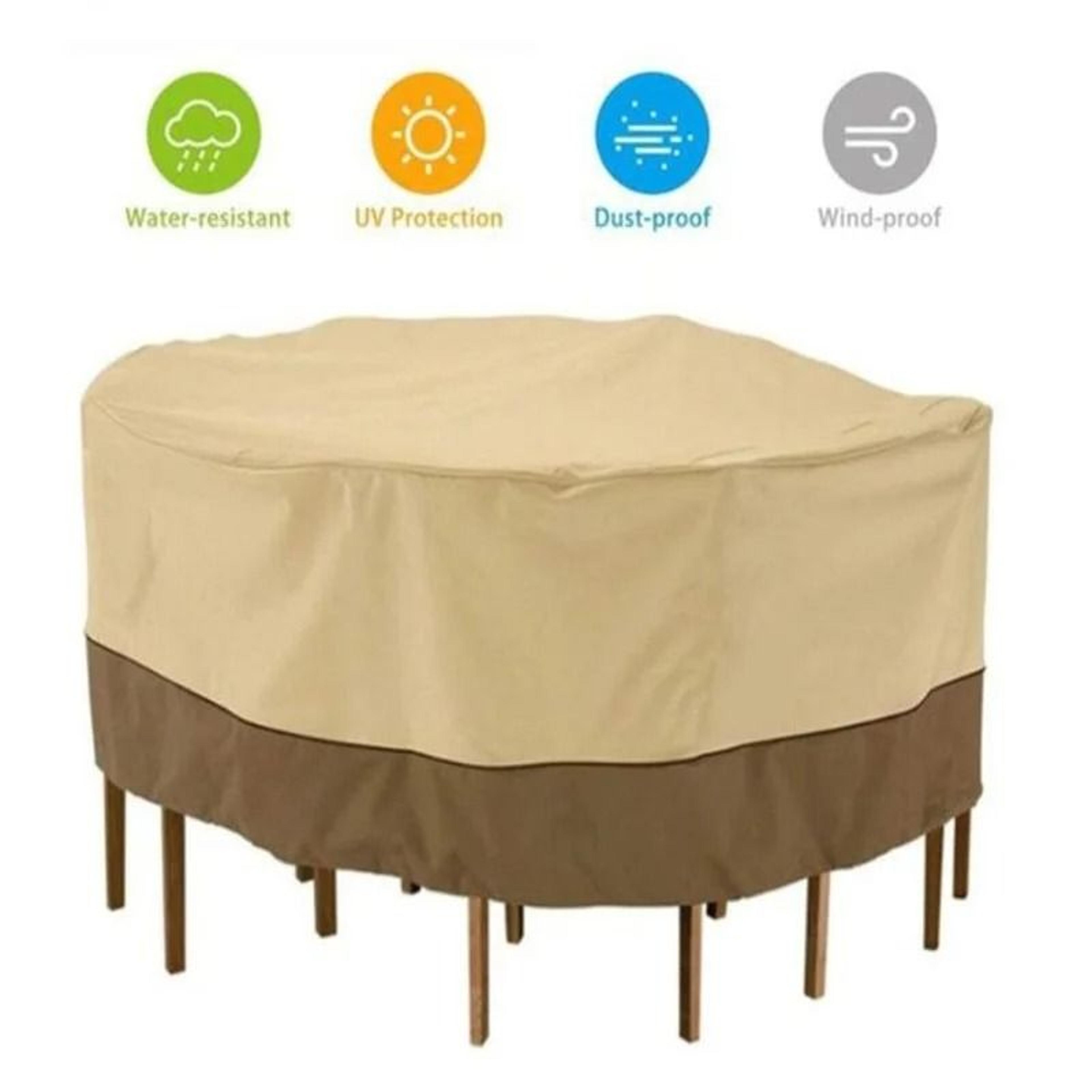 210D Oxford Cloth Rainproof Outdoor Furniture Cover For Round Table And Chairs 8