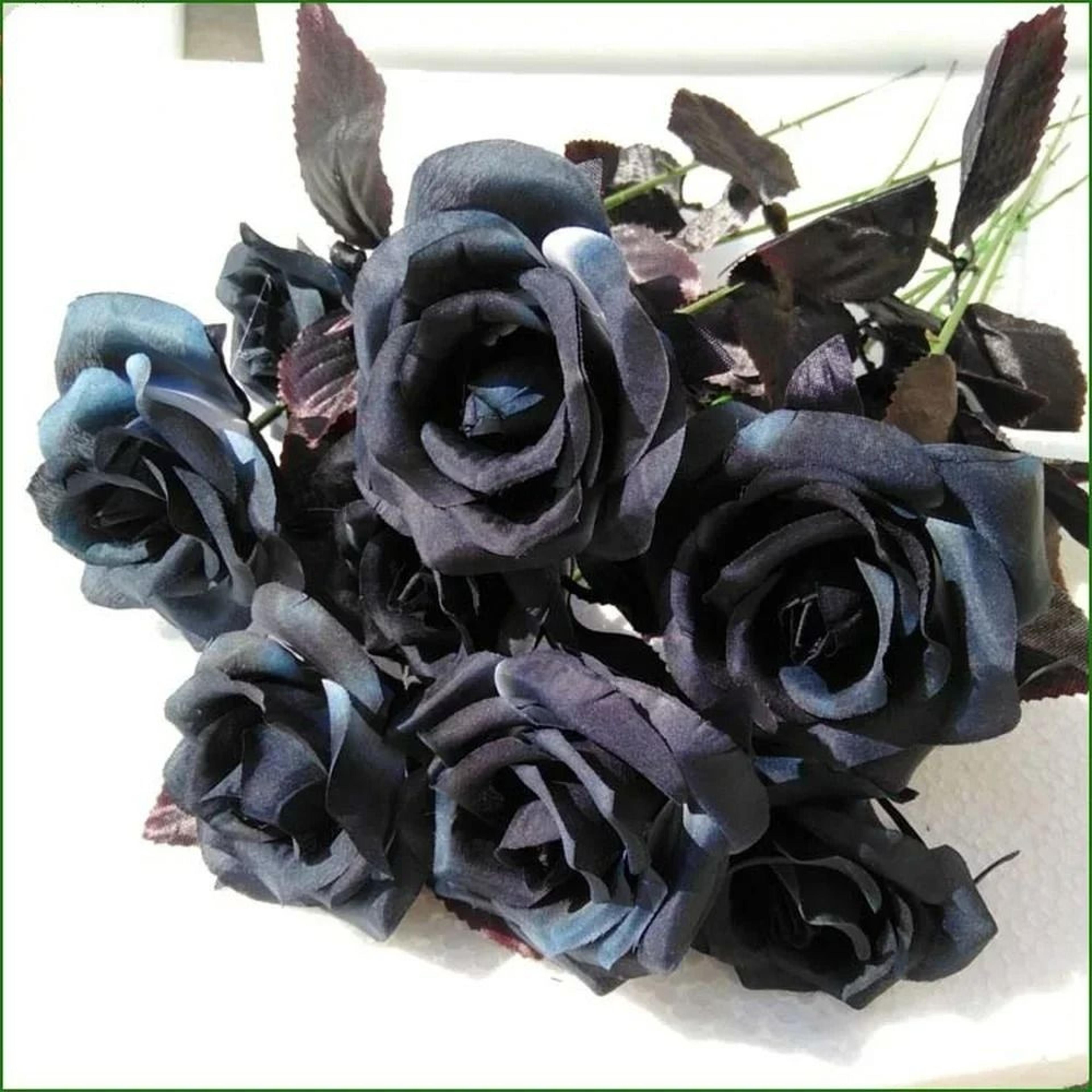 Artificial Black Rose Bouquet Set 10 Pieces Wedding Home Decor 6