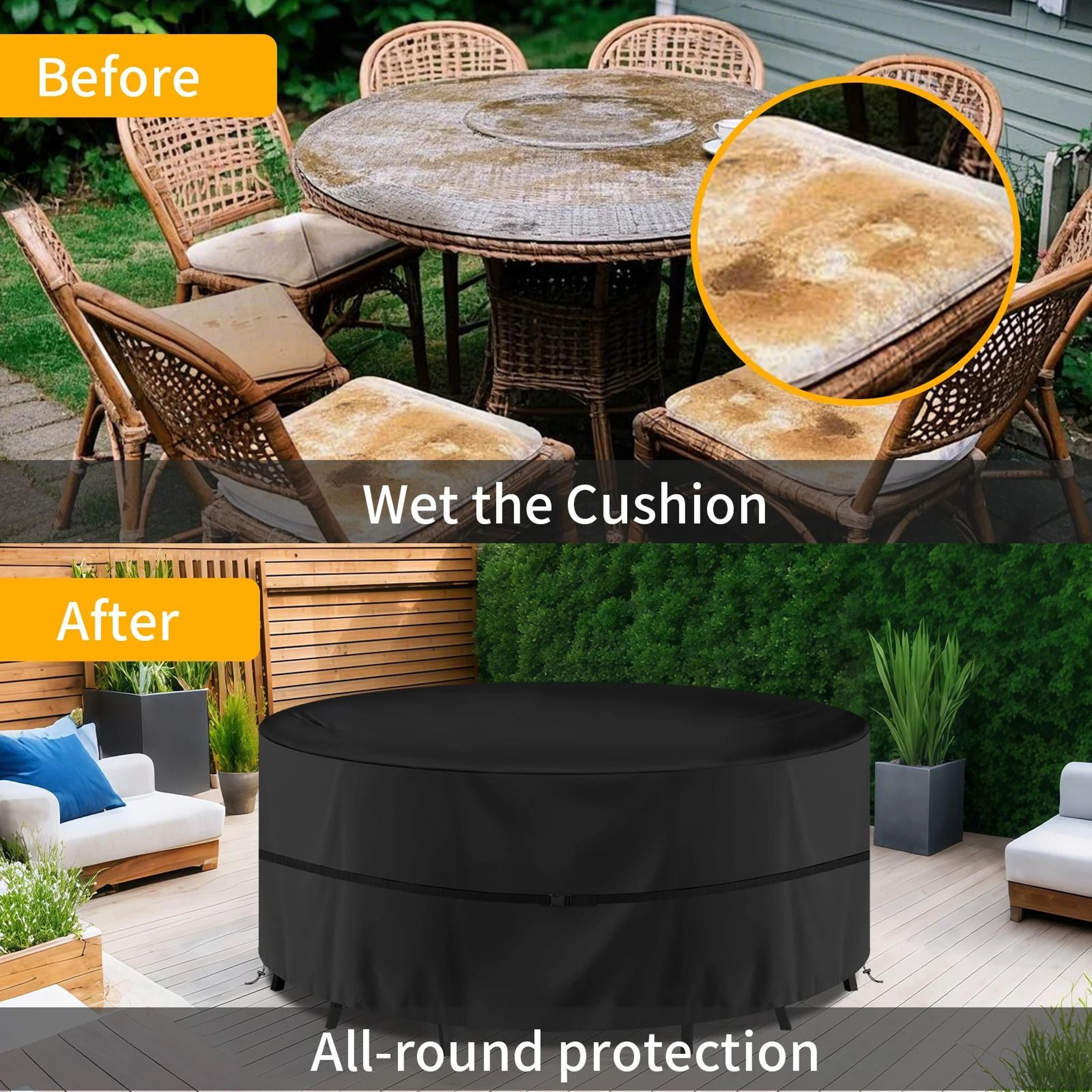 Round Waterproof Oxford Cloth Garden Furniture Cover For Outdoor Patio Table And Chairs 3
