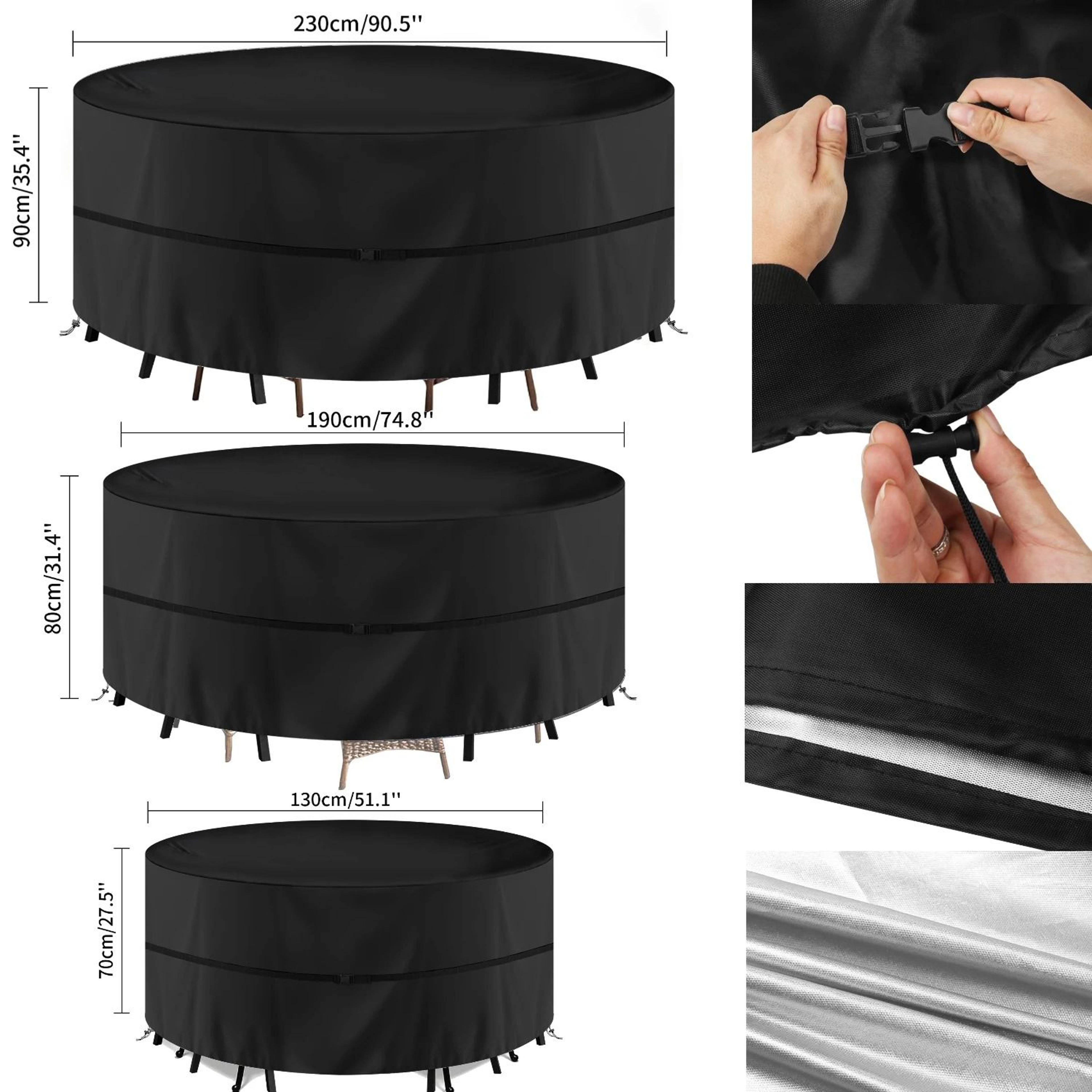 Round Waterproof Oxford Cloth Garden Furniture Cover For Outdoor Patio Table And Chairs 4