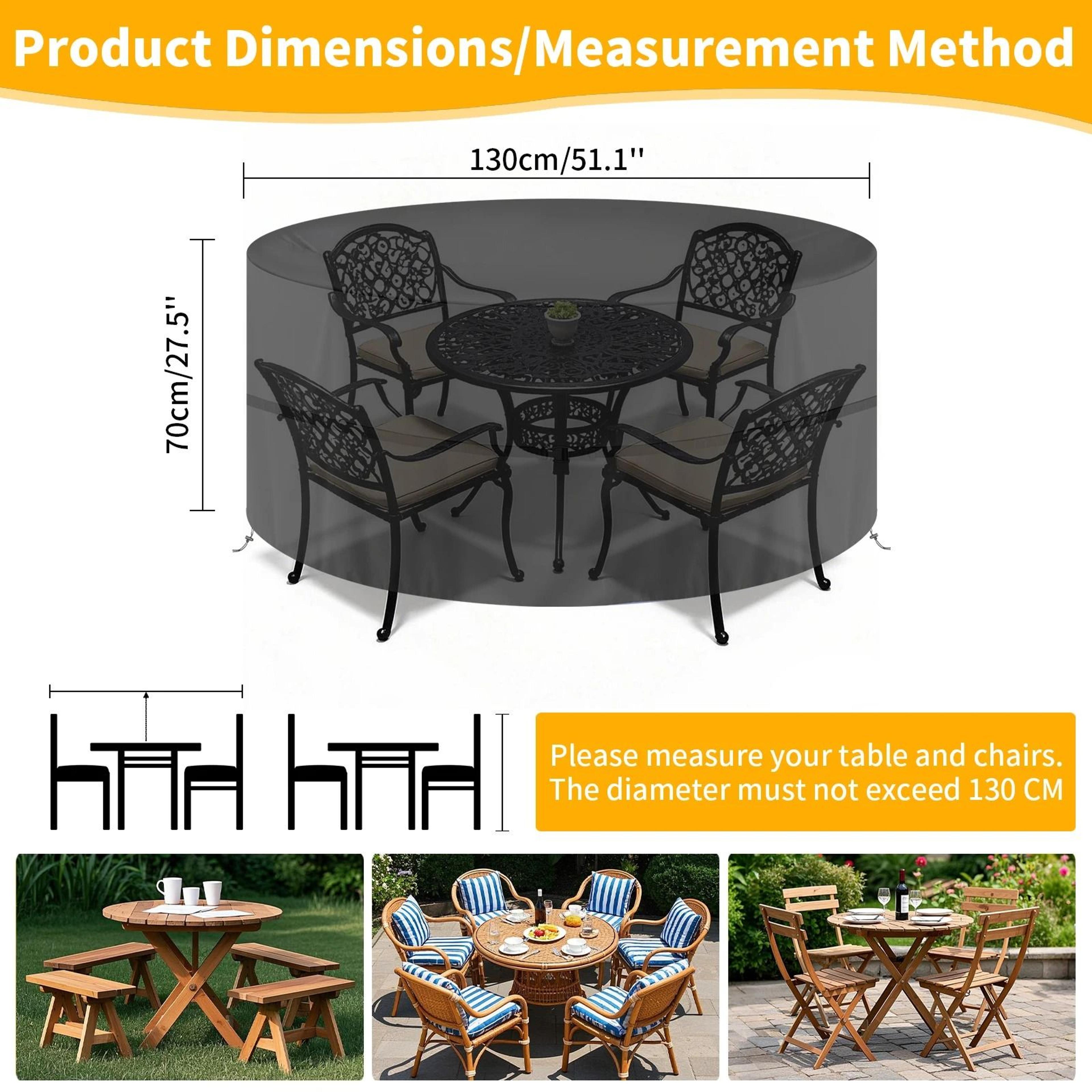 Round Waterproof Oxford Cloth Garden Furniture Cover For Outdoor Patio Table And Chairs 6