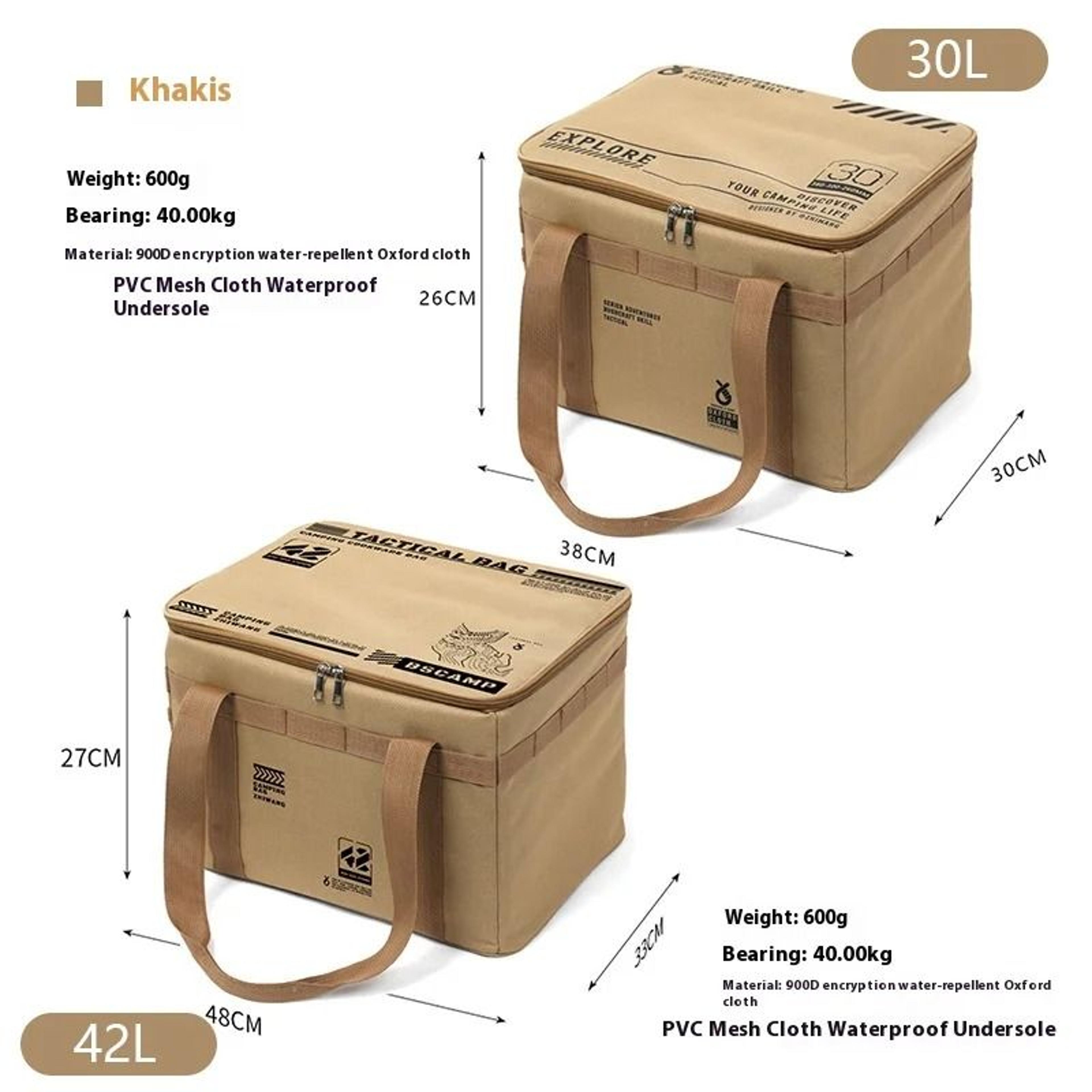 30 42L Camping Storage Bag Insulated Folding Box Tableware Handbag Tactical Picnic Organizer 6