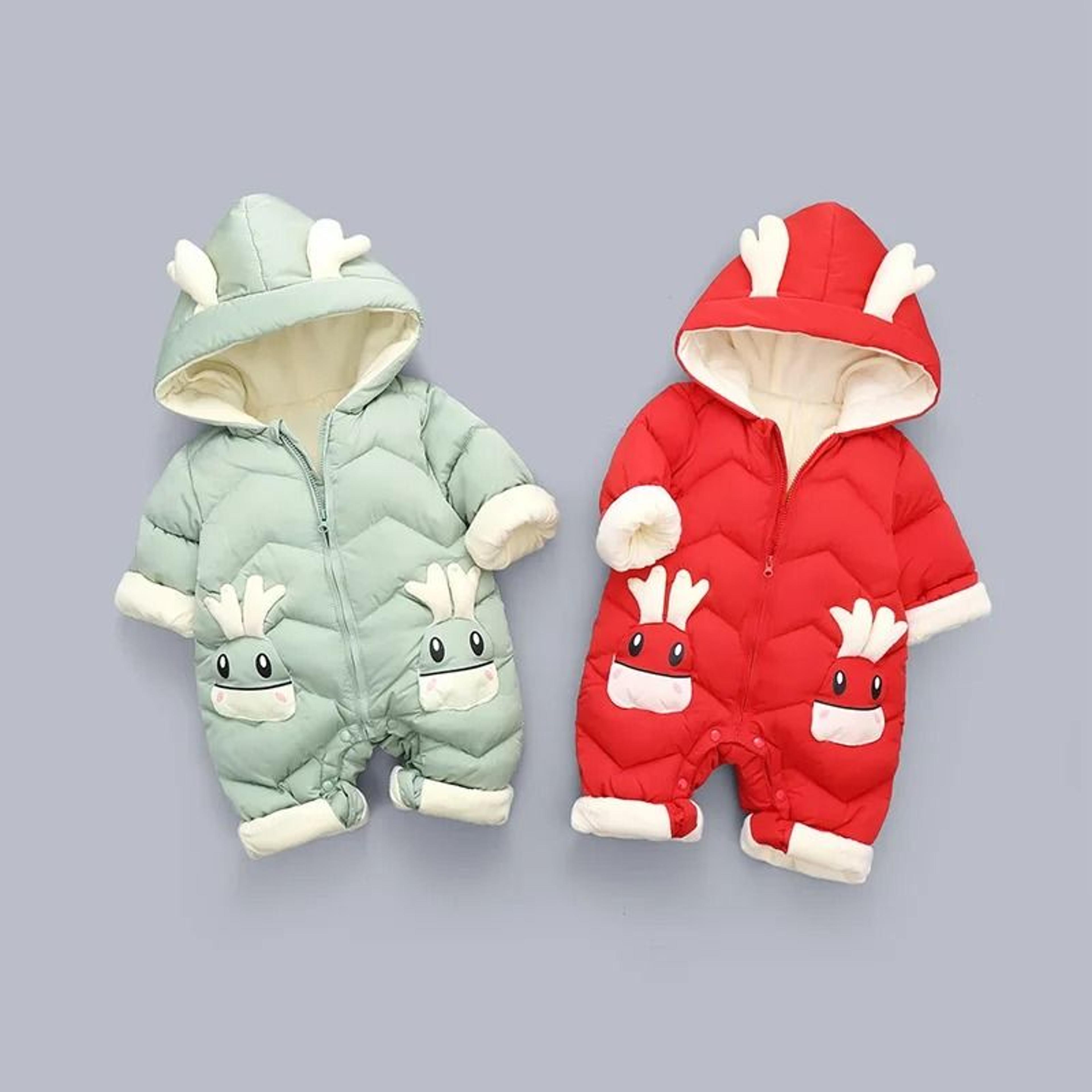 Newborn Baby Snowsuit Thick Velvet Winter Jumpsuit Toddler Romper Coat For Boys And Girls 1