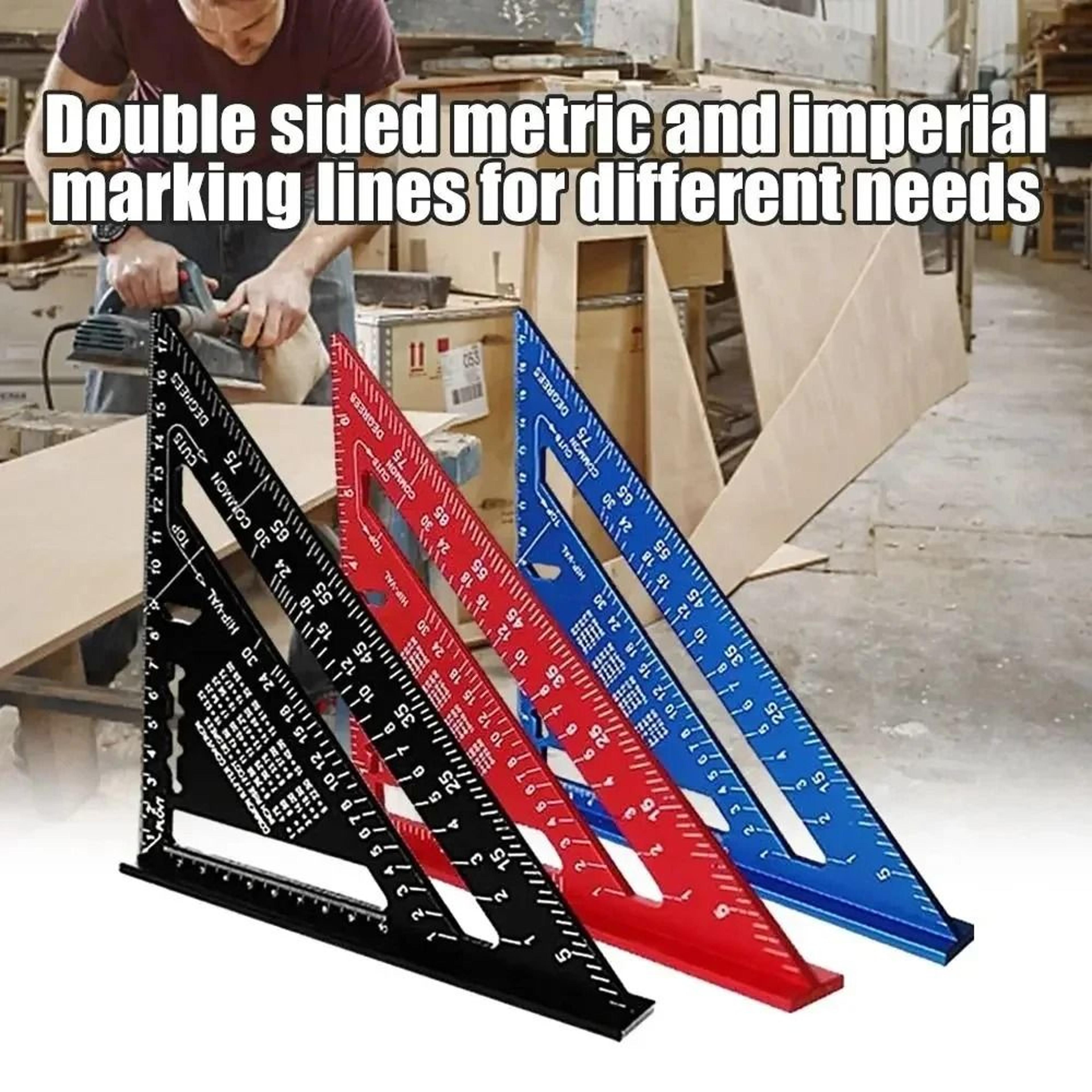 7 Inch Triangle Ruler Aluminum Alloy Carpenter Angle Measuring Tool 0