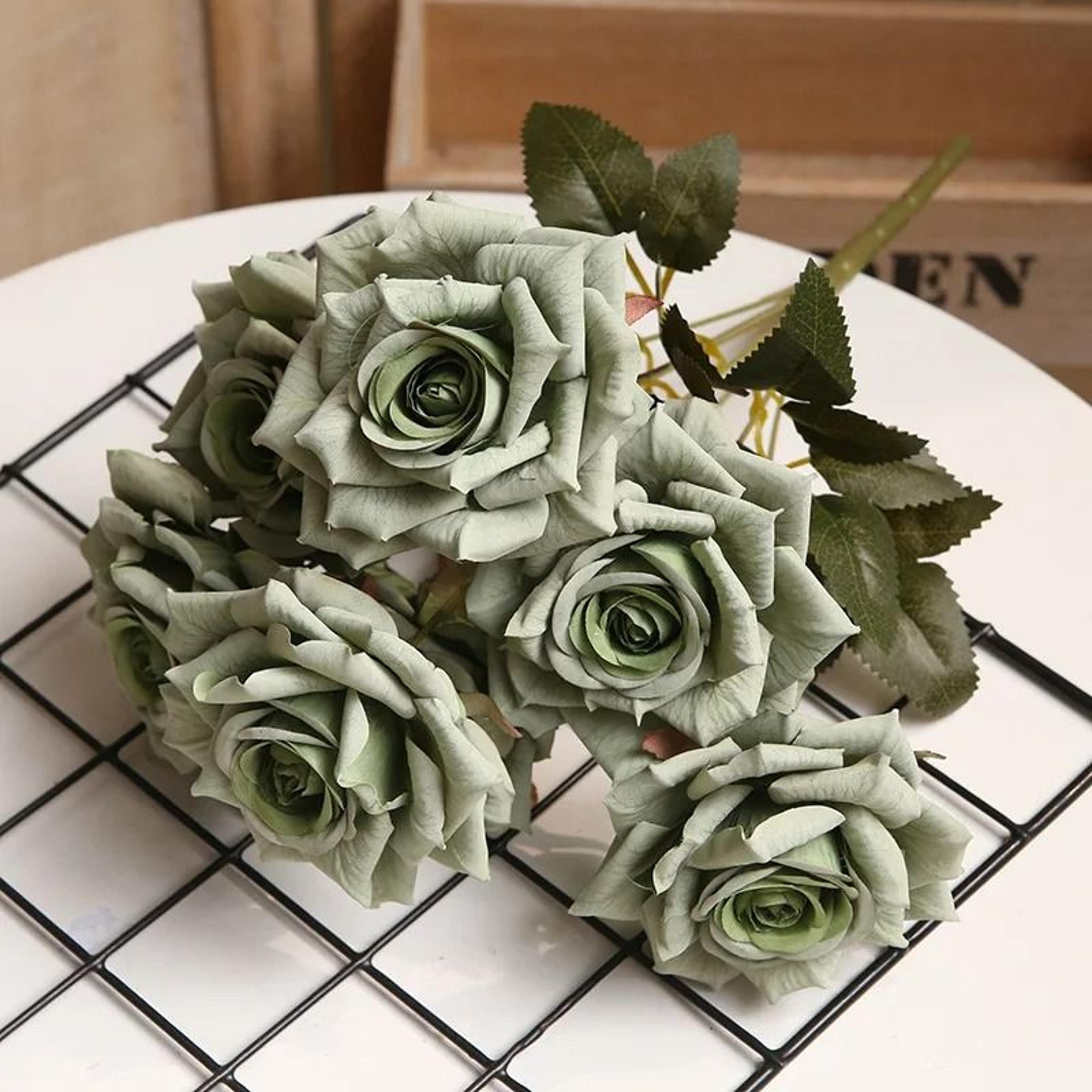 Artificial High End Silk Multi Layer Rose Bouquet Fake Pink Red Flower Decor 10